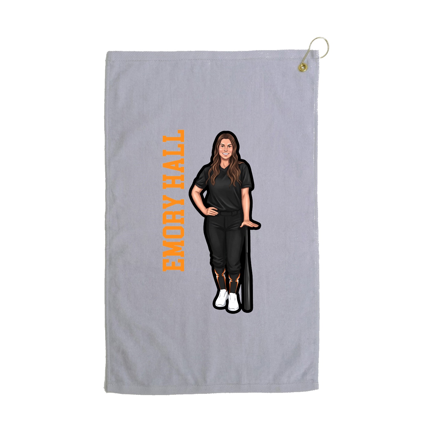 Golf Towel — Name Vertical in Grey