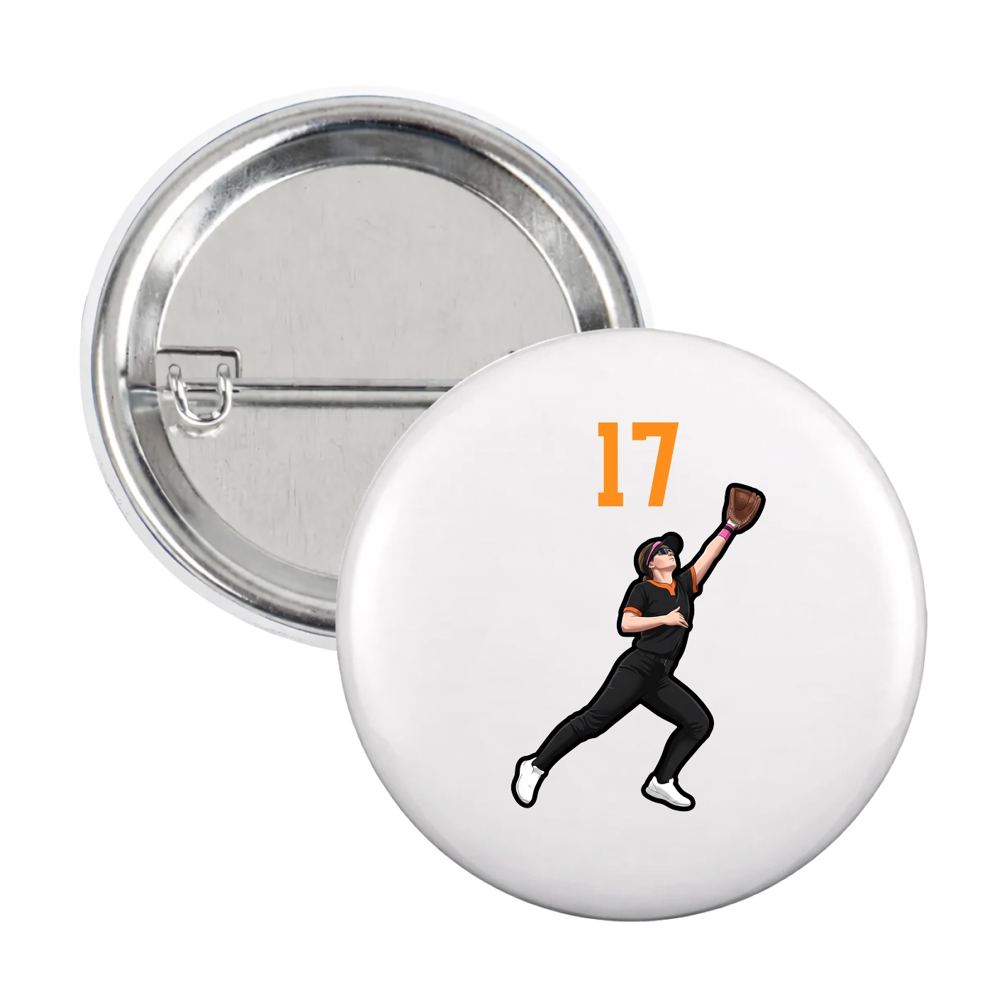 Game Day Button — Number Top in White