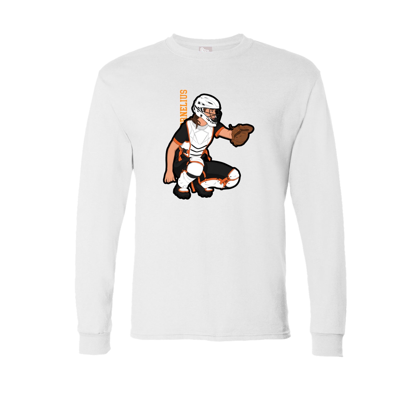 Long Sleeve Tee — Name Vertical in White