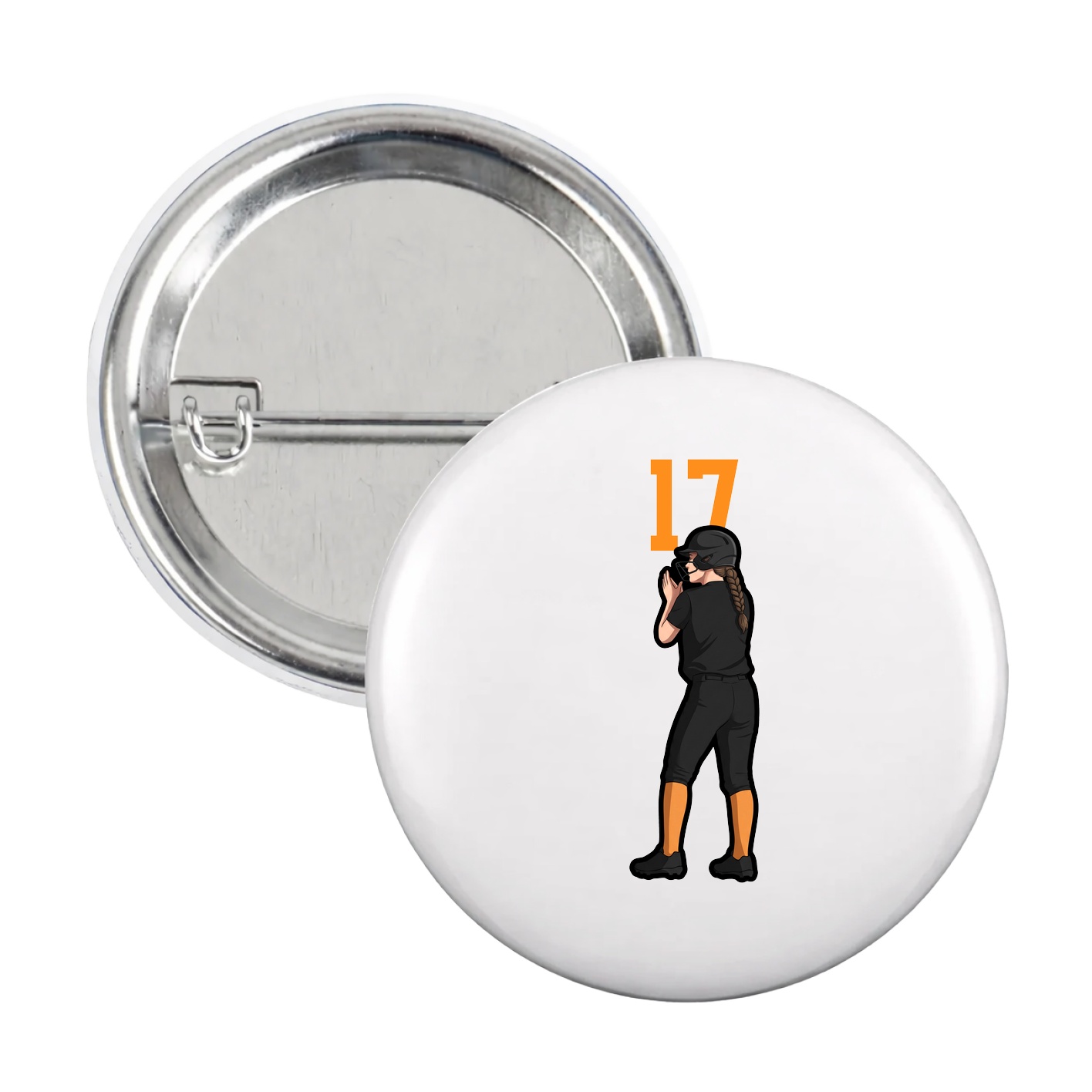 Game Day Button — Number Top in White