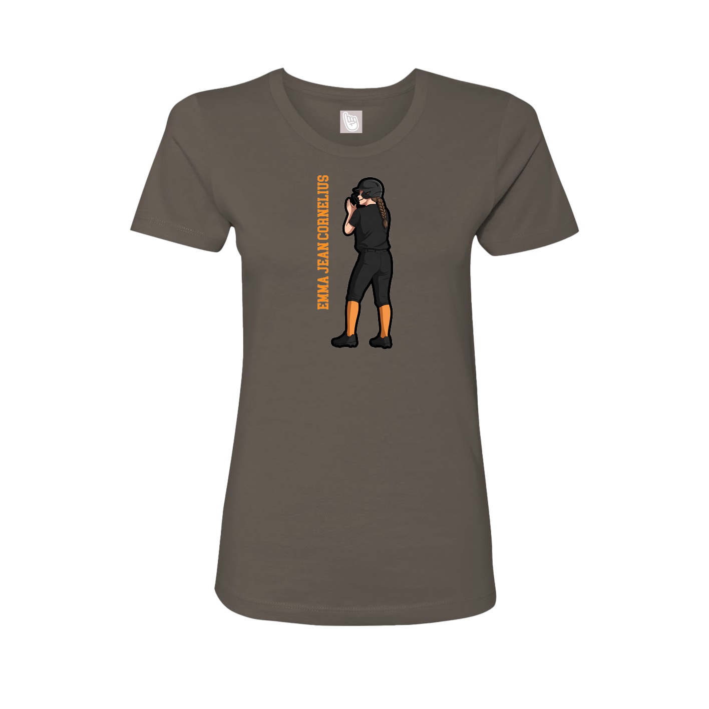 Fitted Women's Tee — Name Vertical in Grey