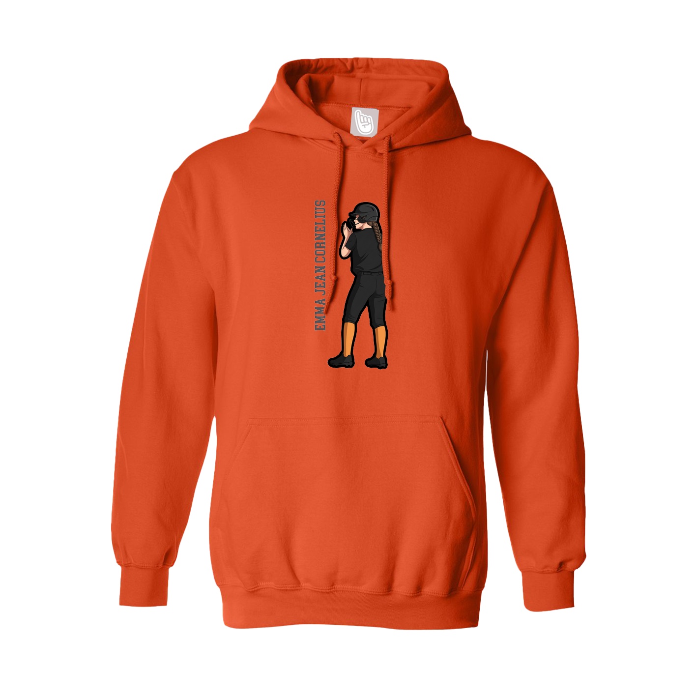 Youth Hoodie — Name Vertical in Orange