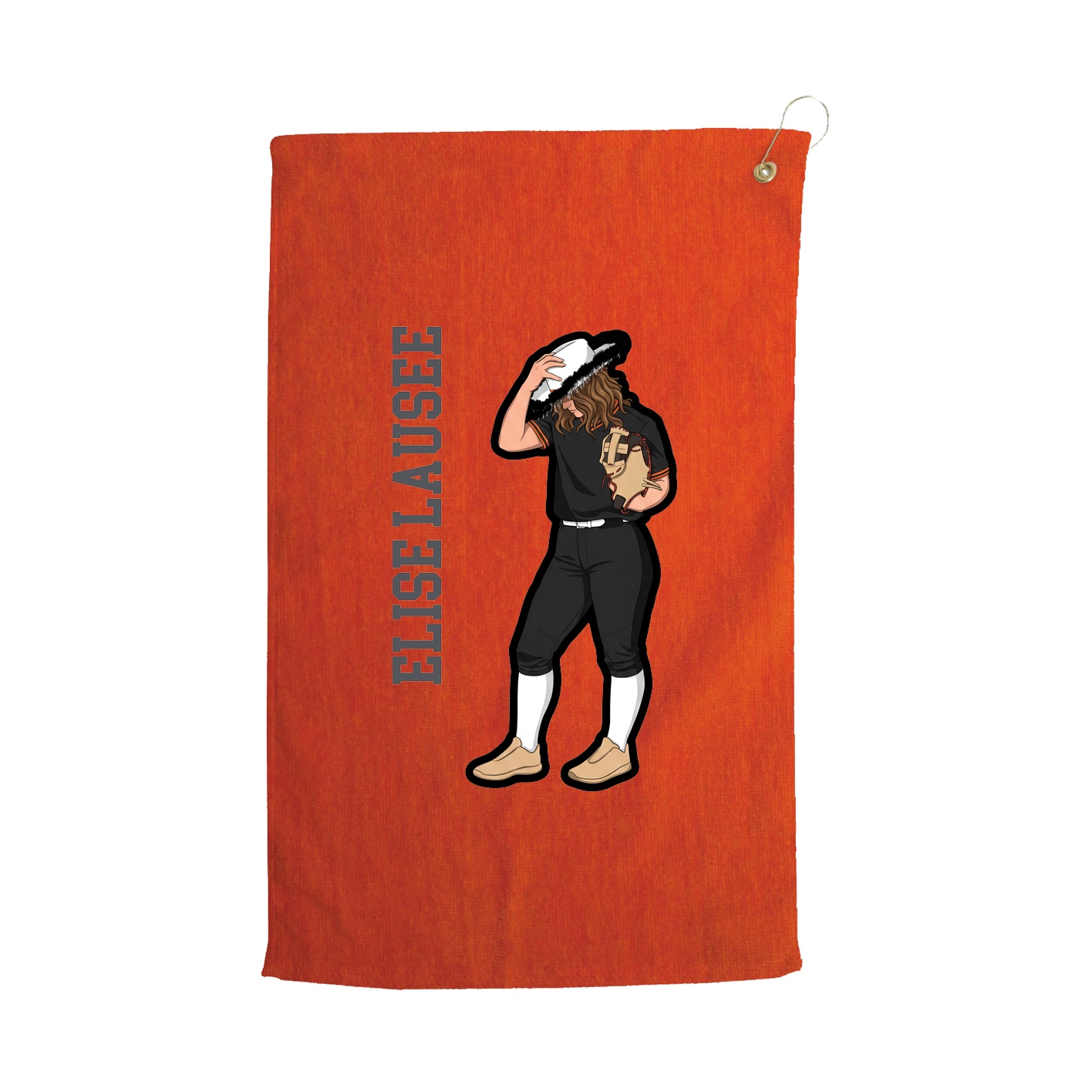 Golf Towel — Name Vertical in Orange