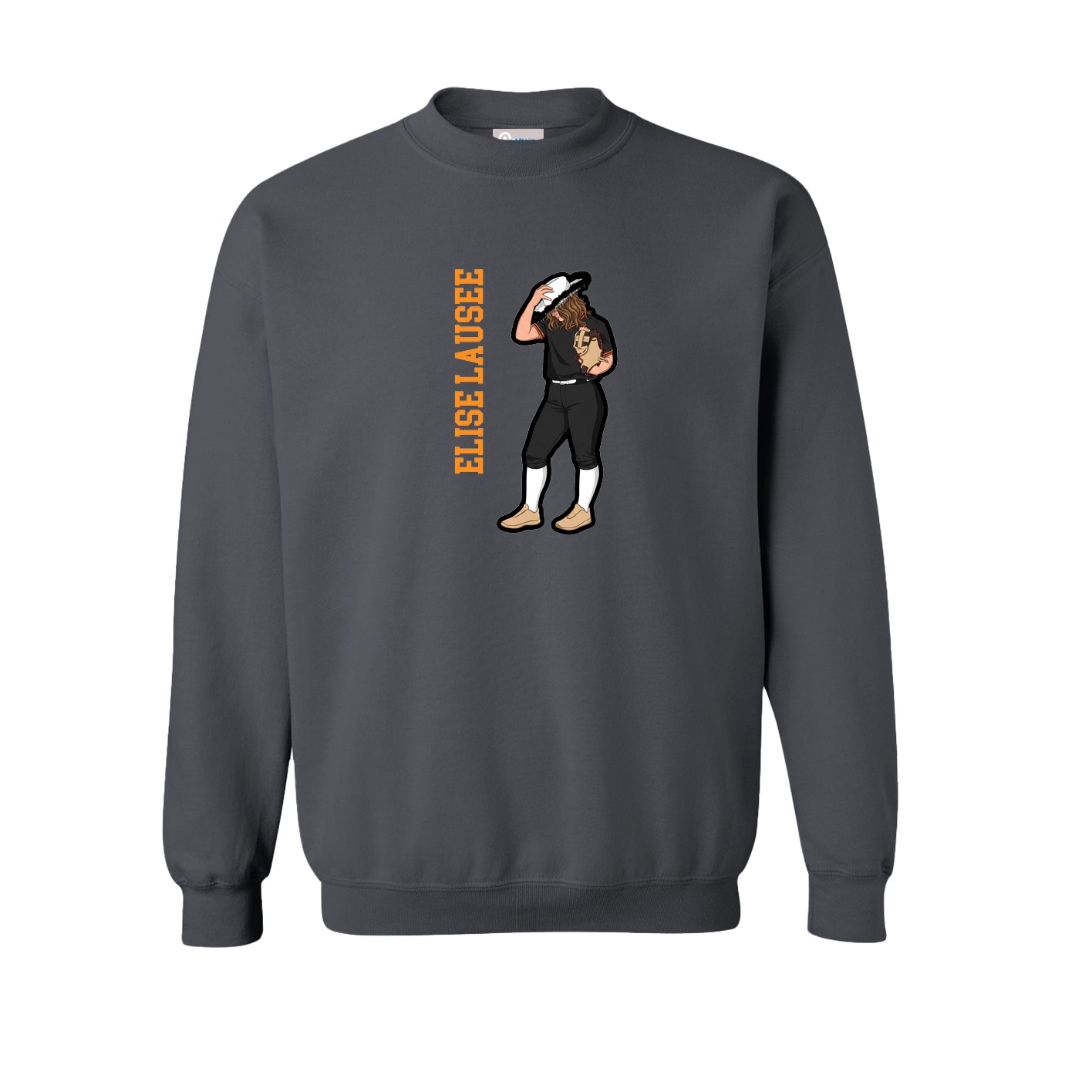 Fleece Crew — Name Vertical in Grey