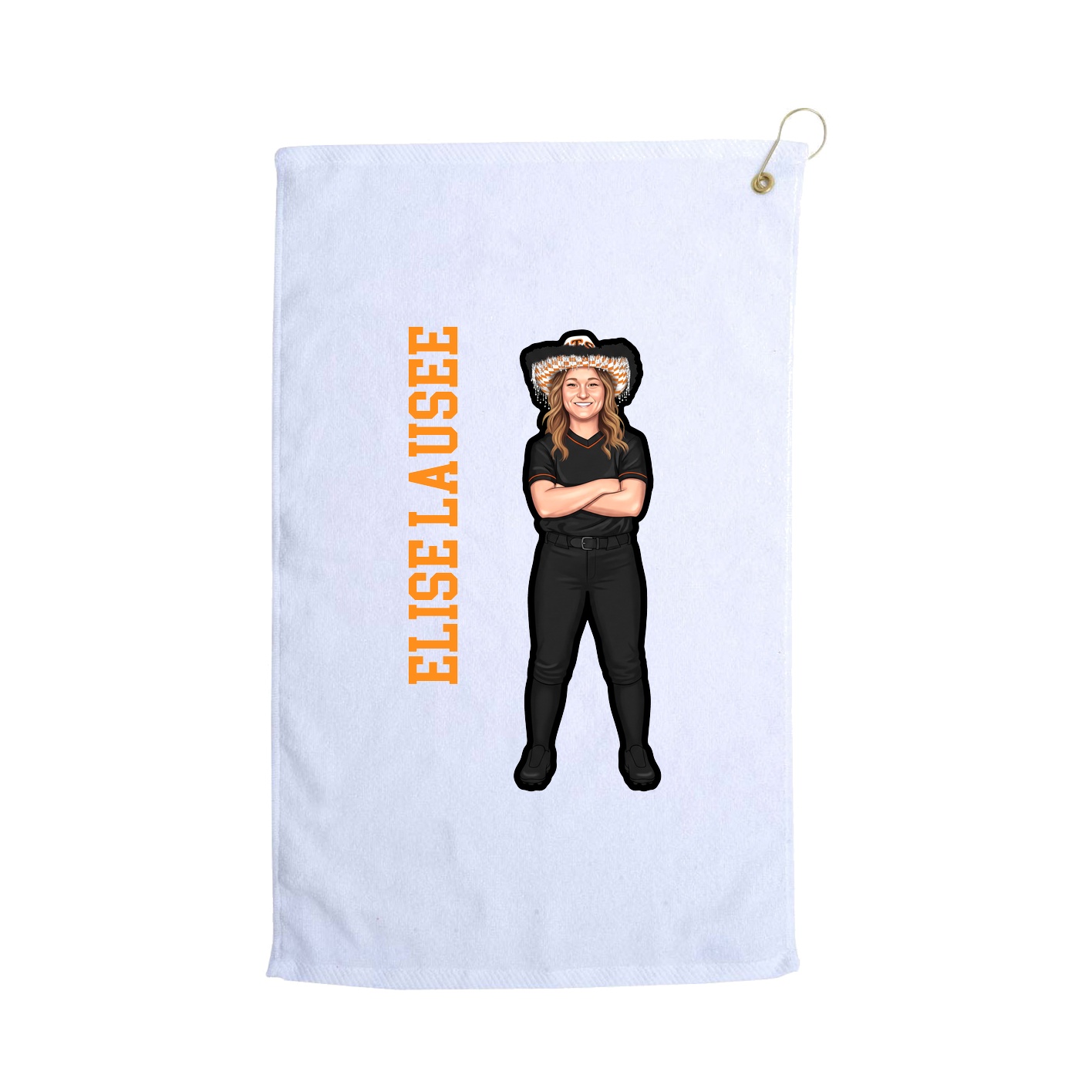 Golf Towel — Name Vertical in White