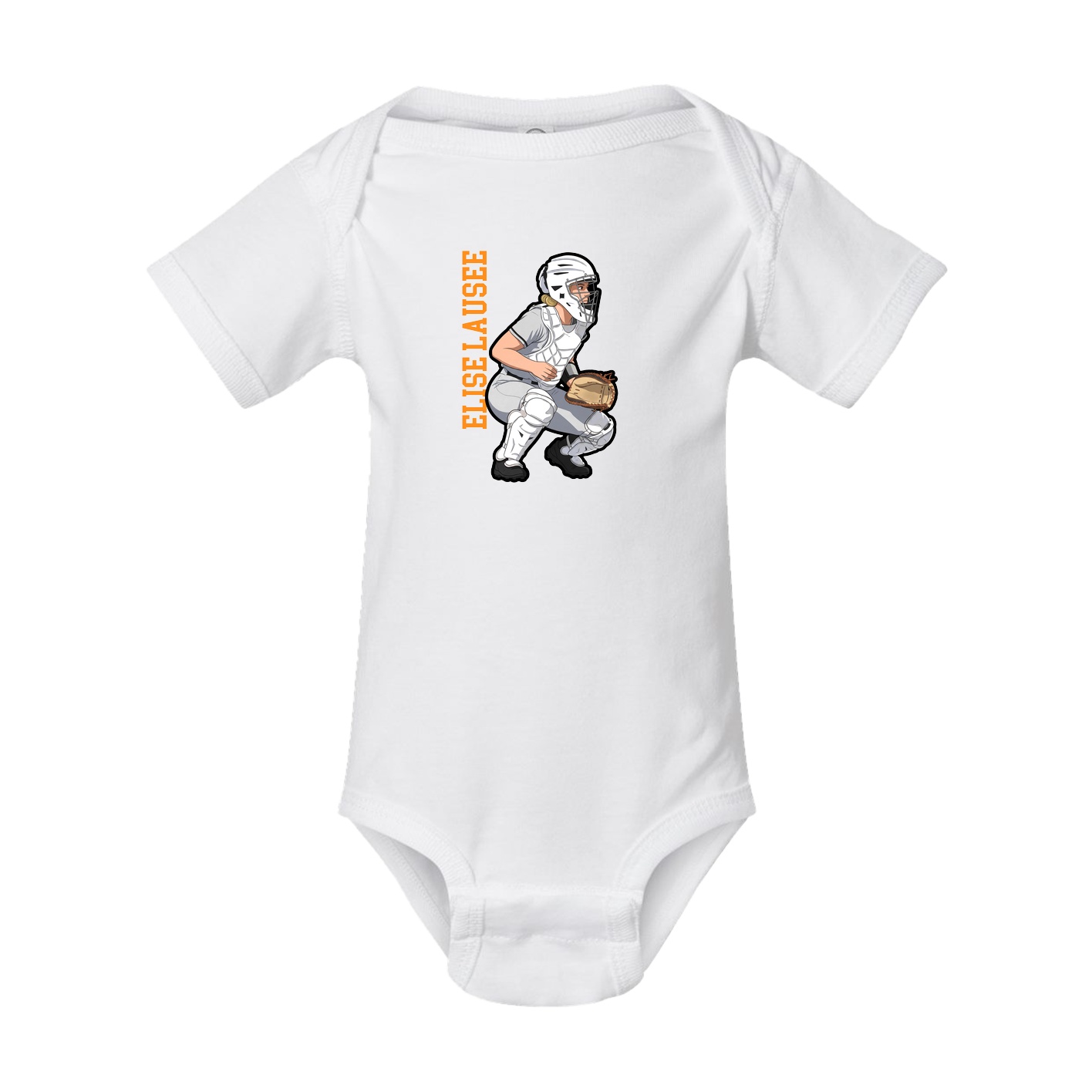 Baby Onesie — Name Vertical in White