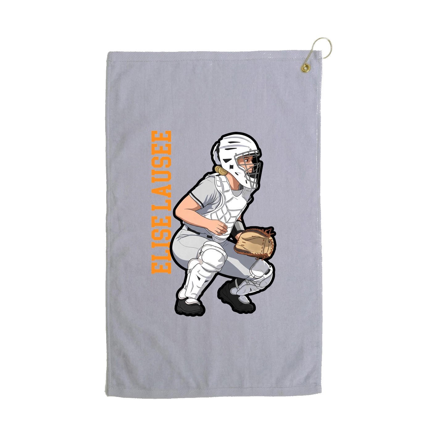 Golf Towel — Name Vertical in Grey
