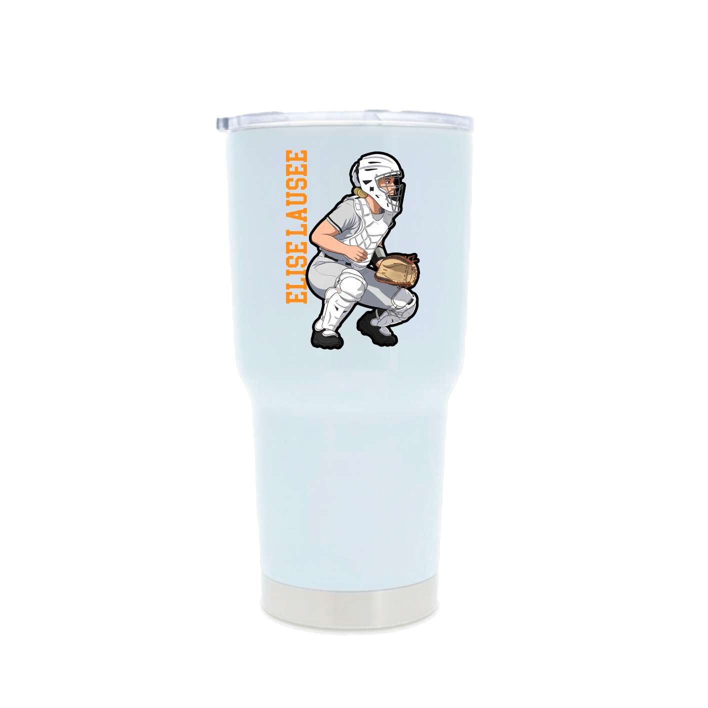 30oz Stainless Steel Tumbler — Name Vertical in White