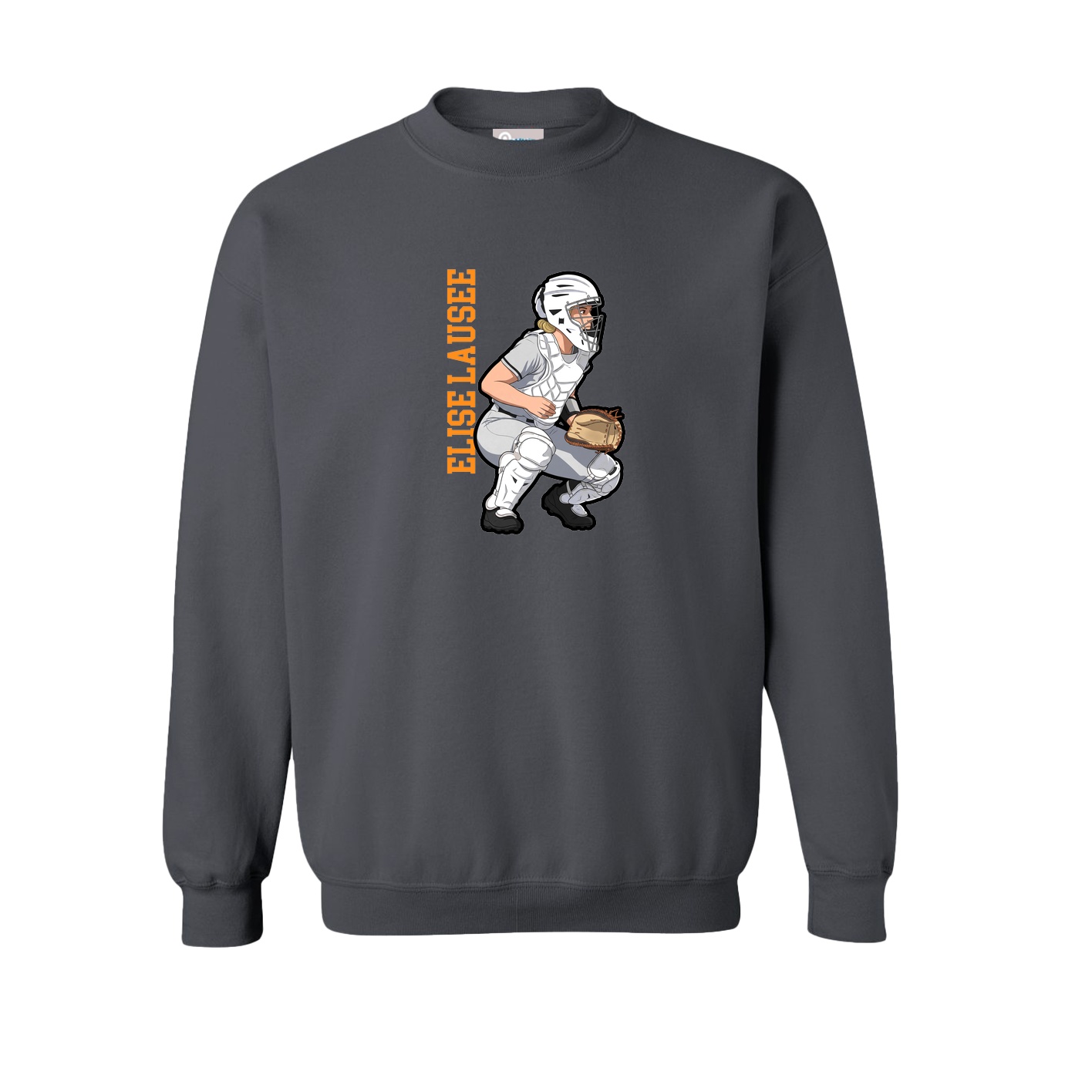 Fleece Crew — Name Vertical in Grey