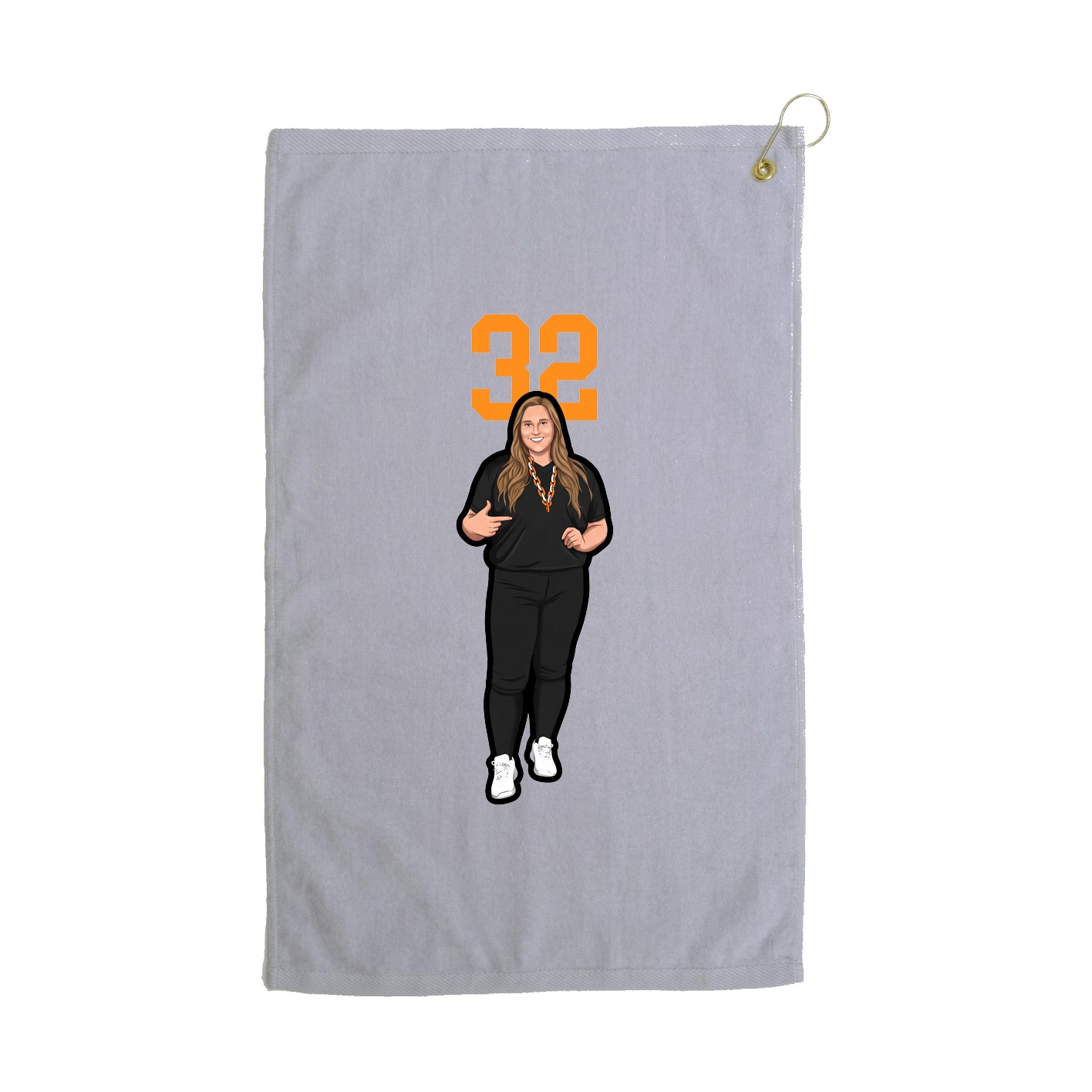 Golf Towel — Number Top in Grey