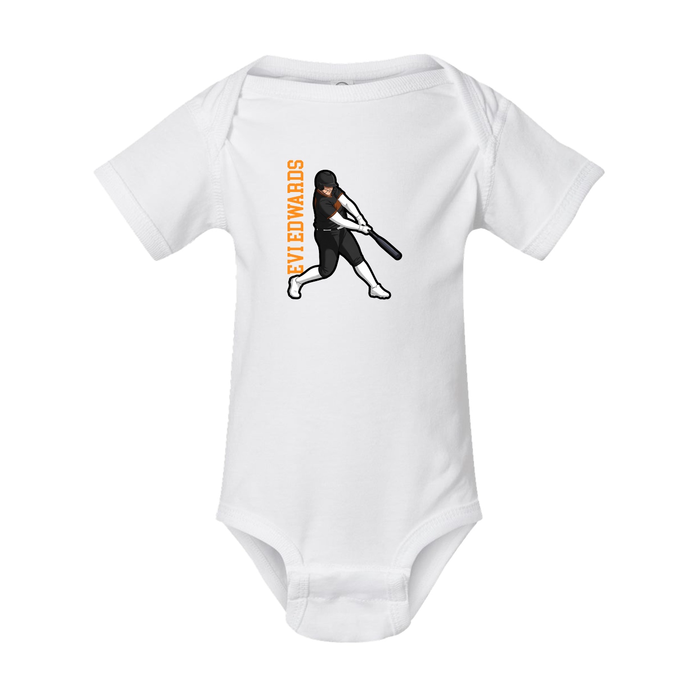 Baby Onesie — Name Vertical in White