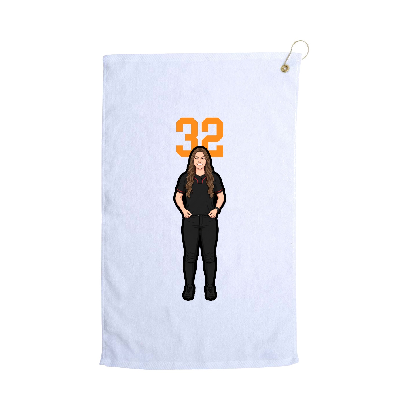Golf Towel — Number Top in White