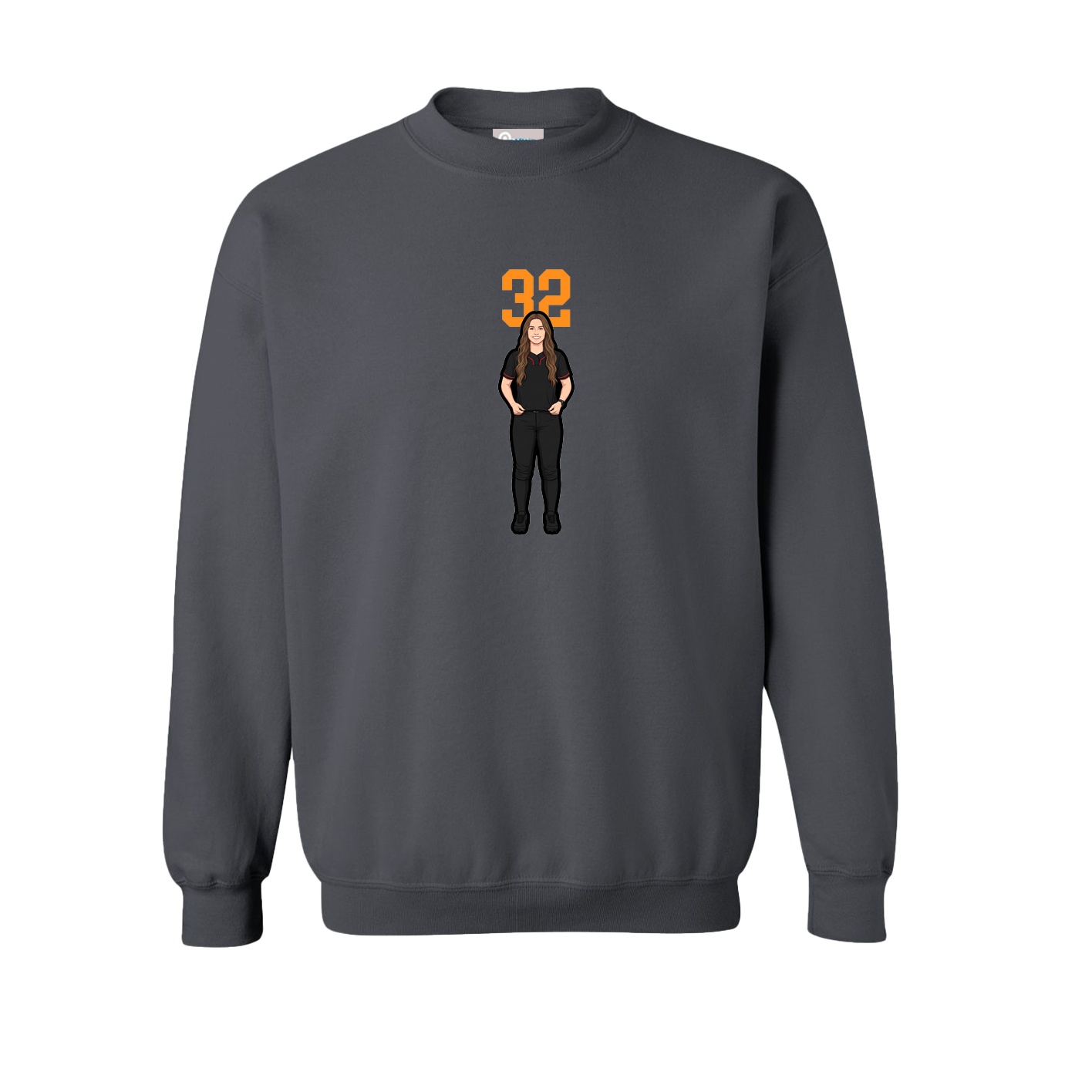 Fleece Crew — Number Top in Grey