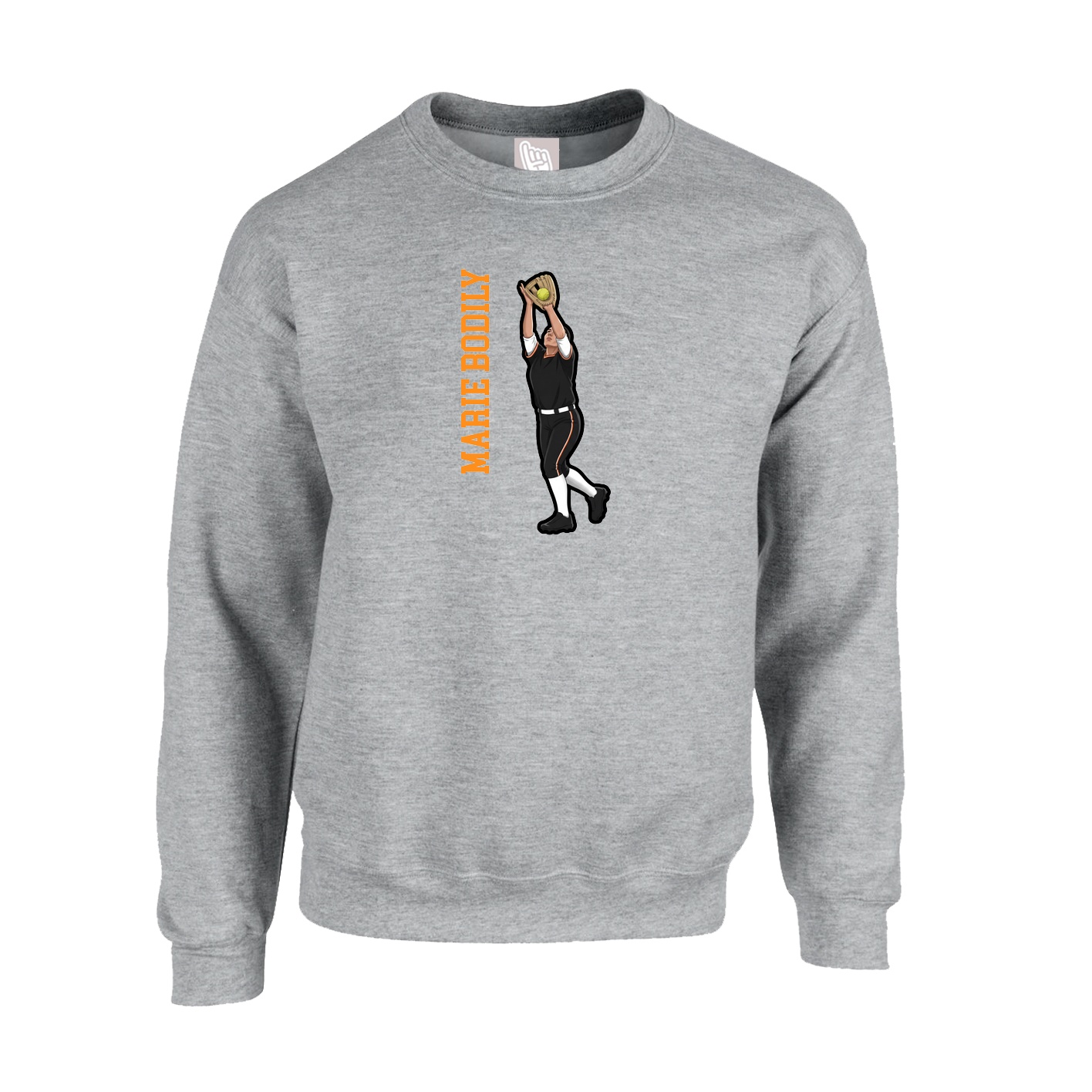 Fleece Crew — Name Vertical in Grey