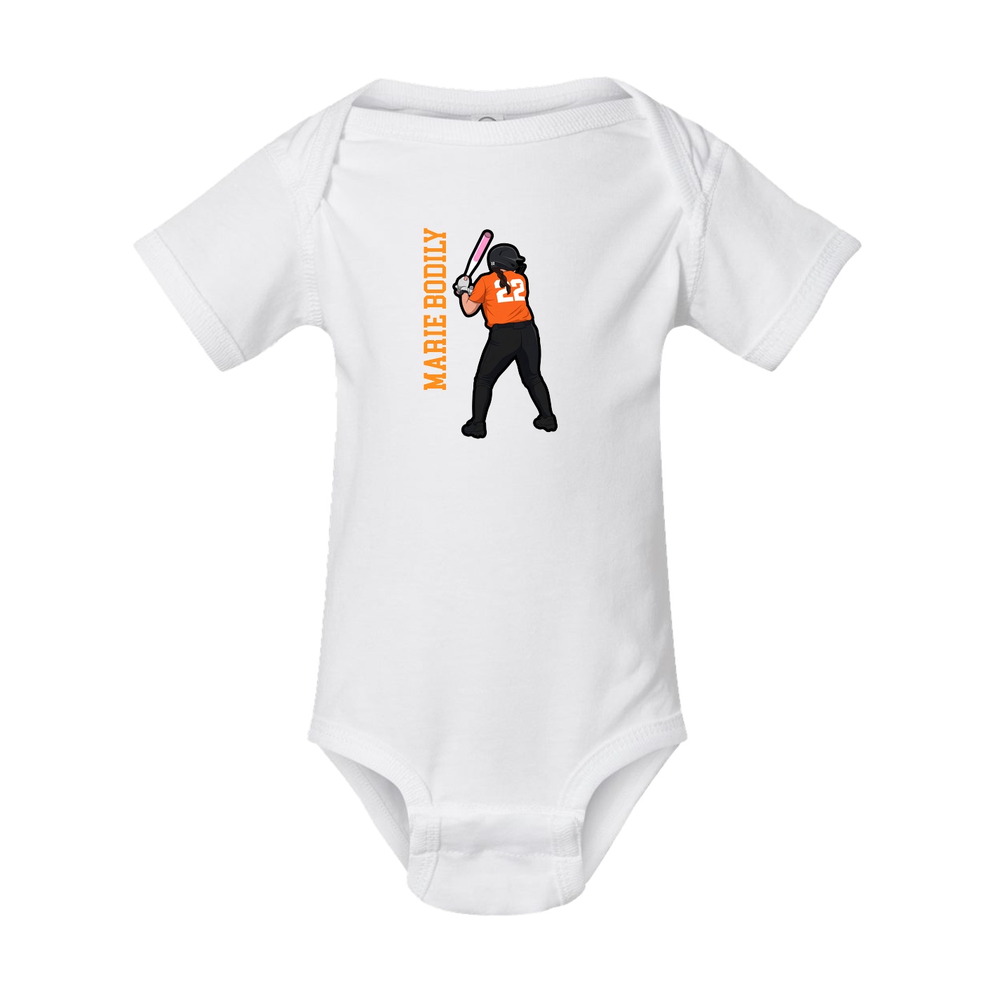 Baby Onesie — Name Vertical in White