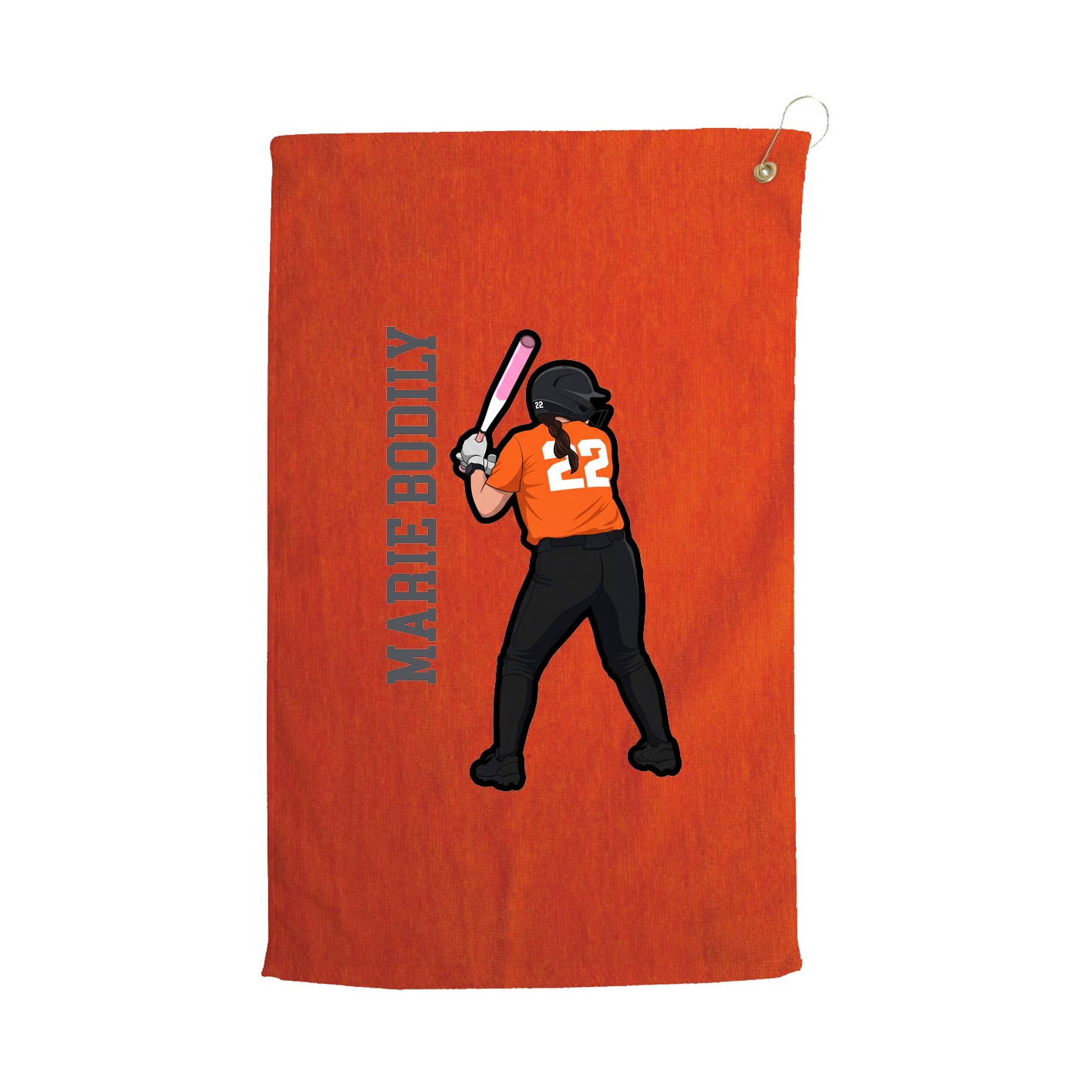 Golf Towel — Name Vertical in Orange