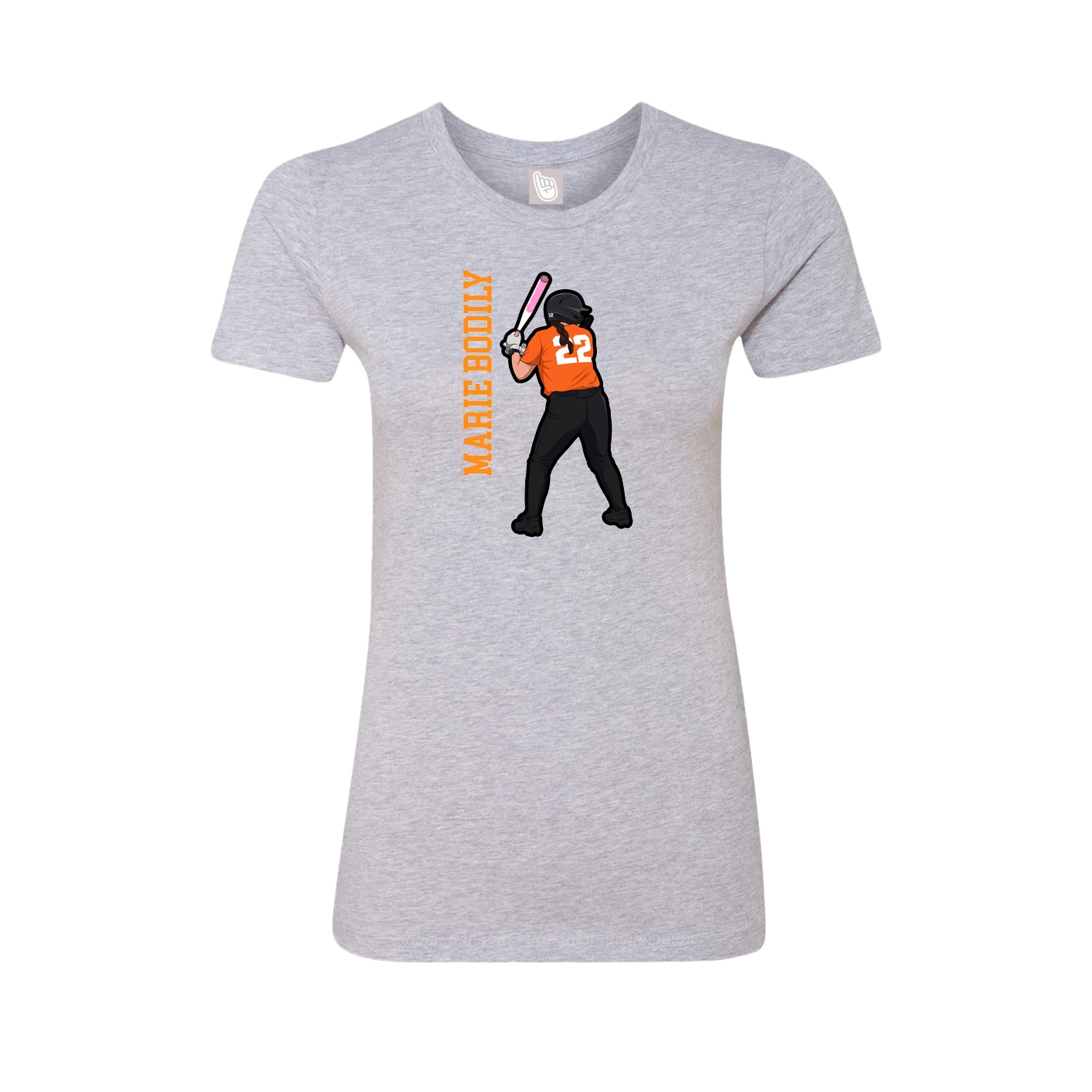 Womens Tee — Name Vertical in Grey