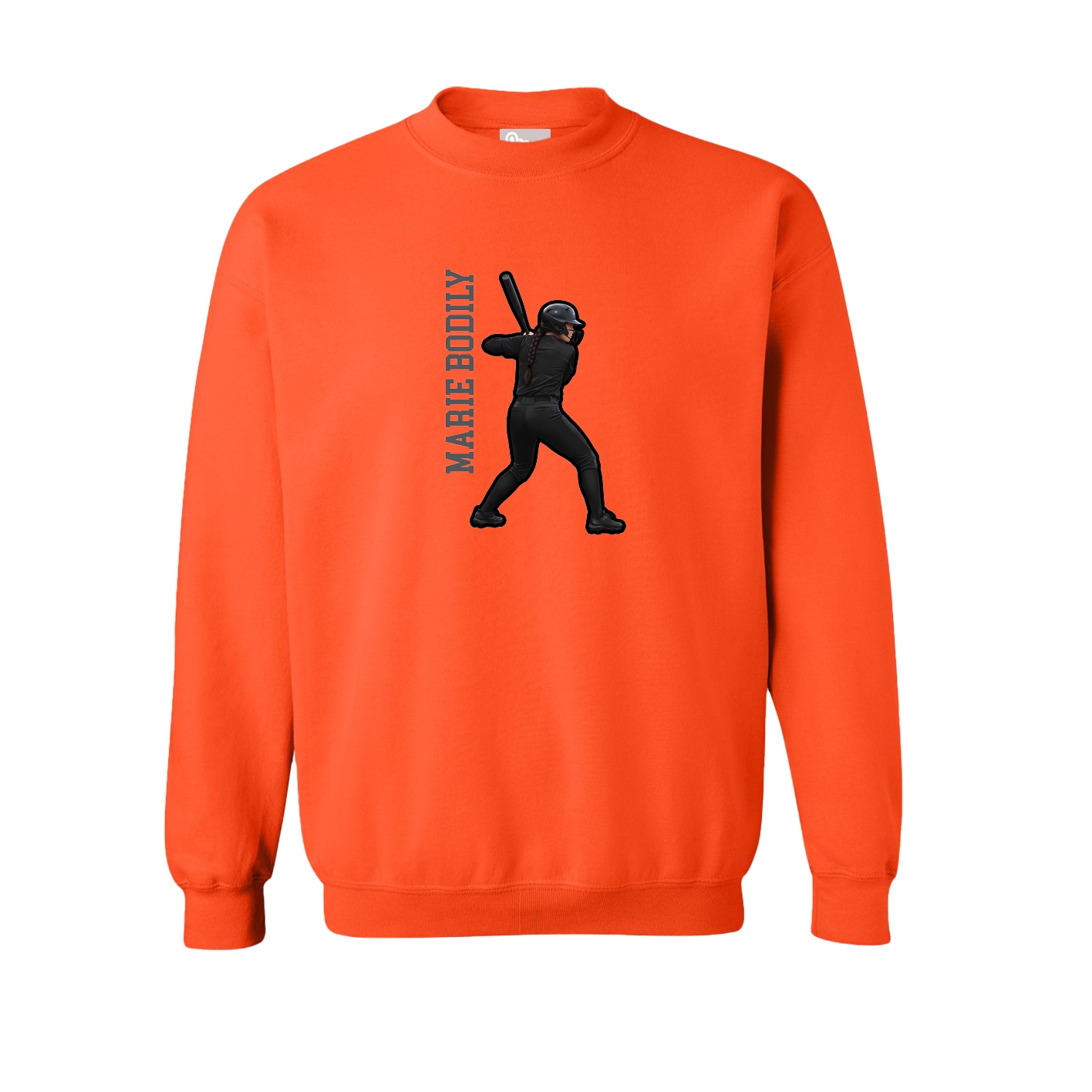 Fleece Crew — Name Vertical in Orange