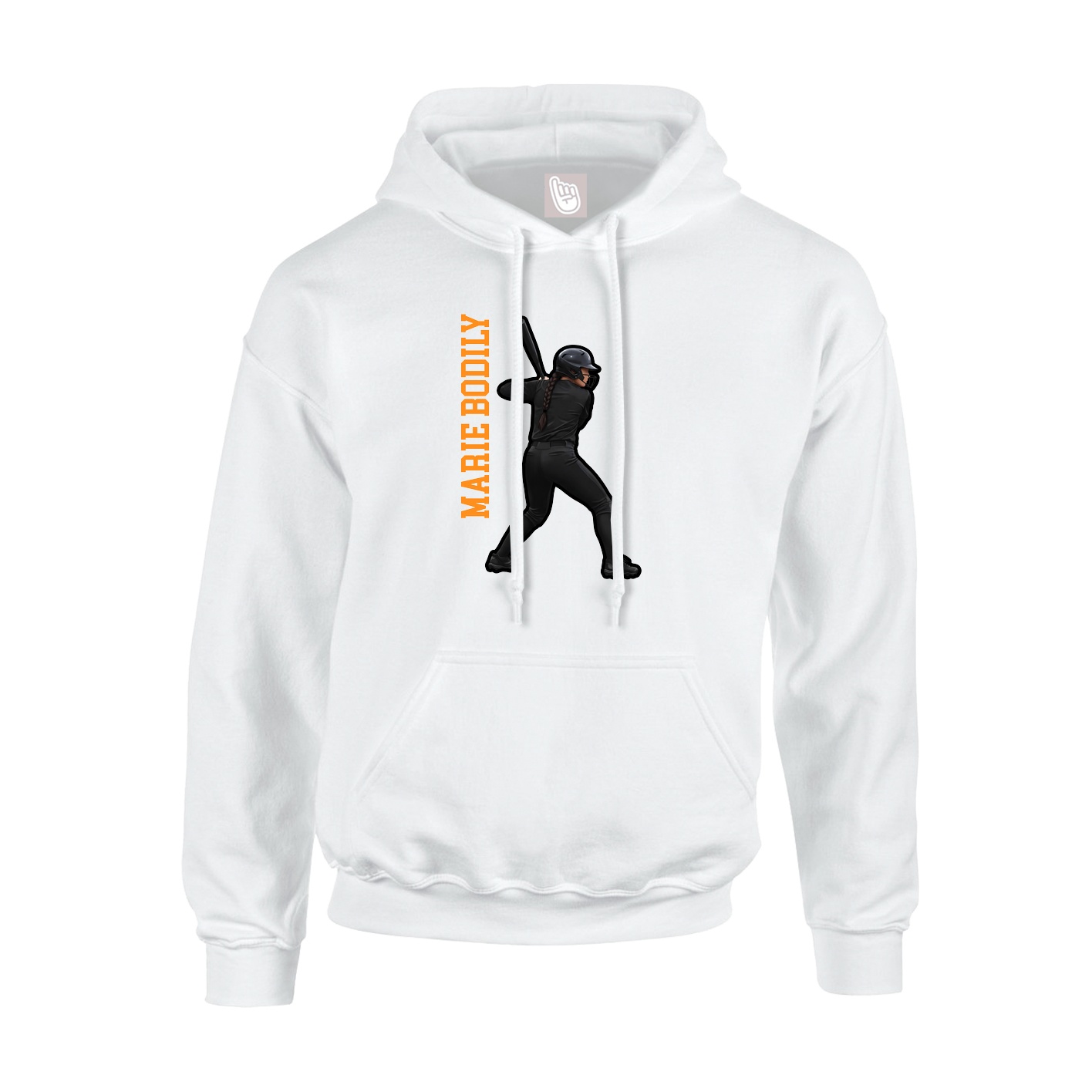 Youth Hoodie — Name Vertical in White