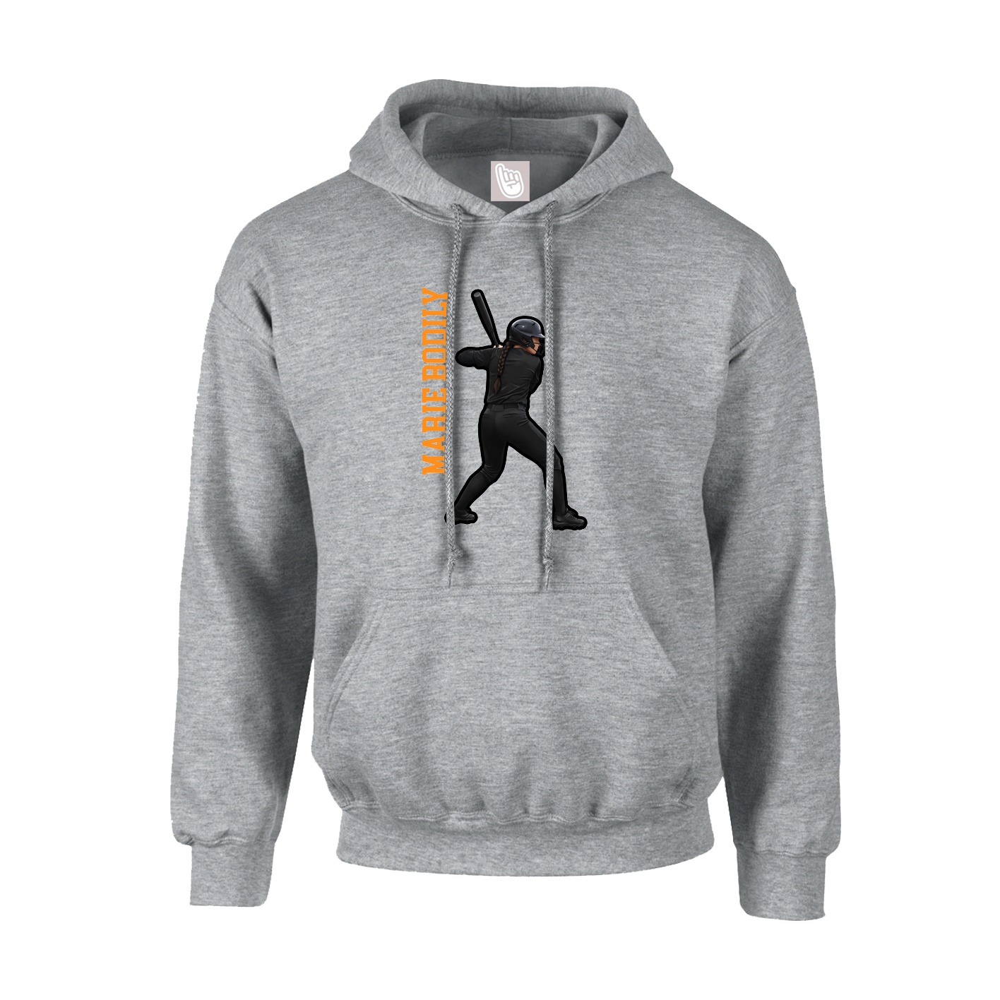 Youth Hoodie — Name Vertical in Grey