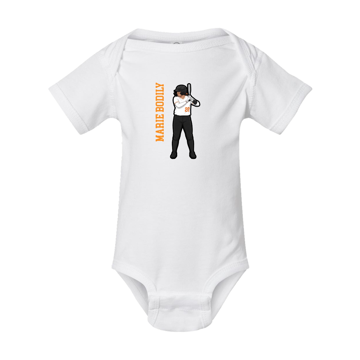 Baby Onesie — Name Vertical in White