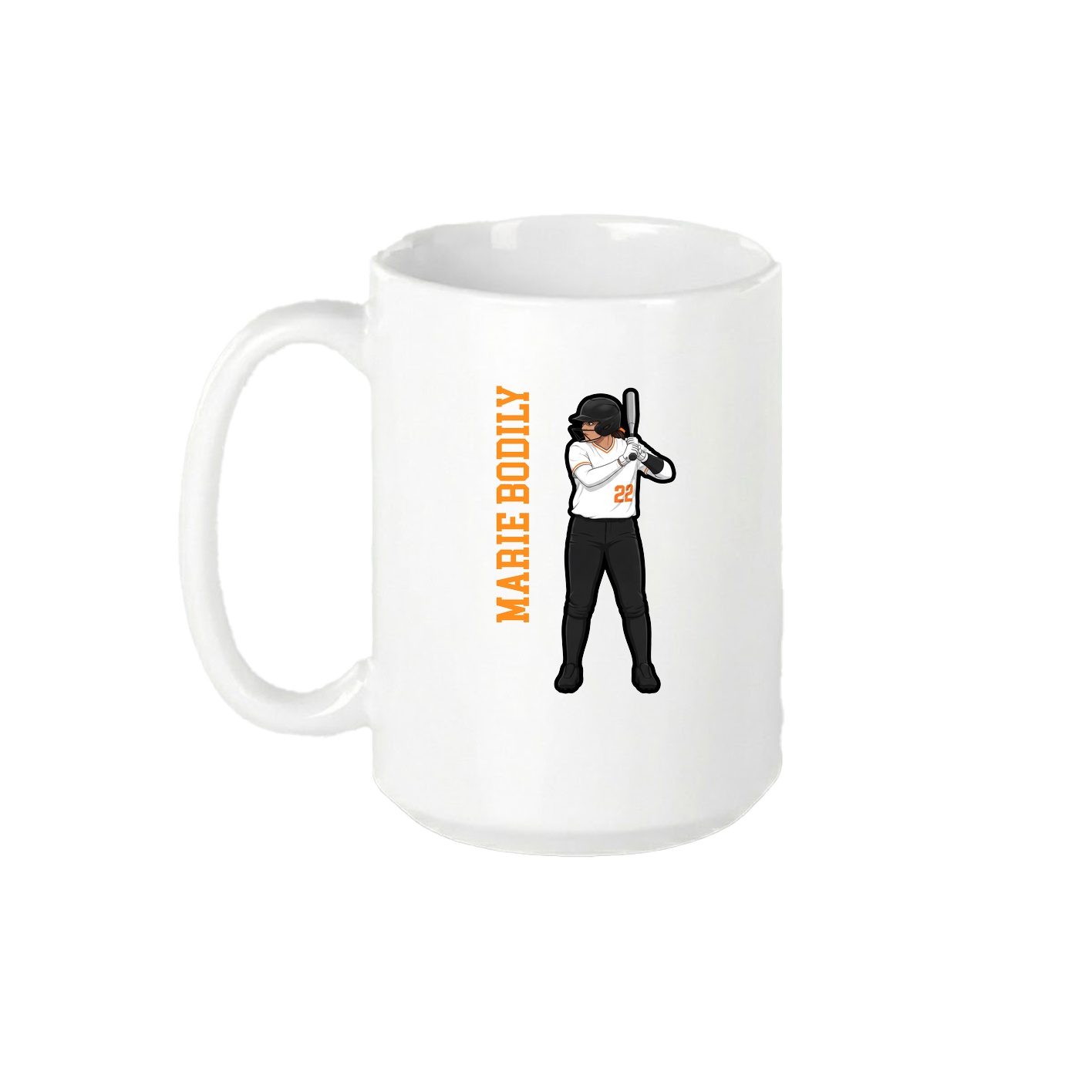 15oz Coffee Mug — Name Vertical in White