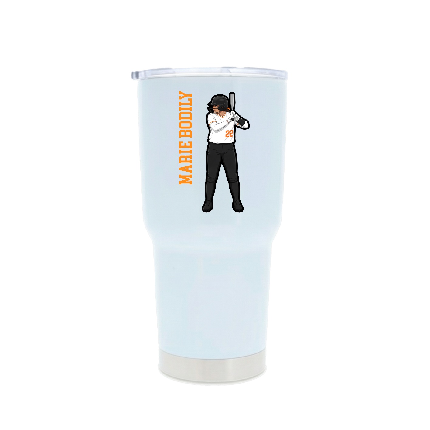 30oz Stainless Steel Tumbler — Name Vertical in White