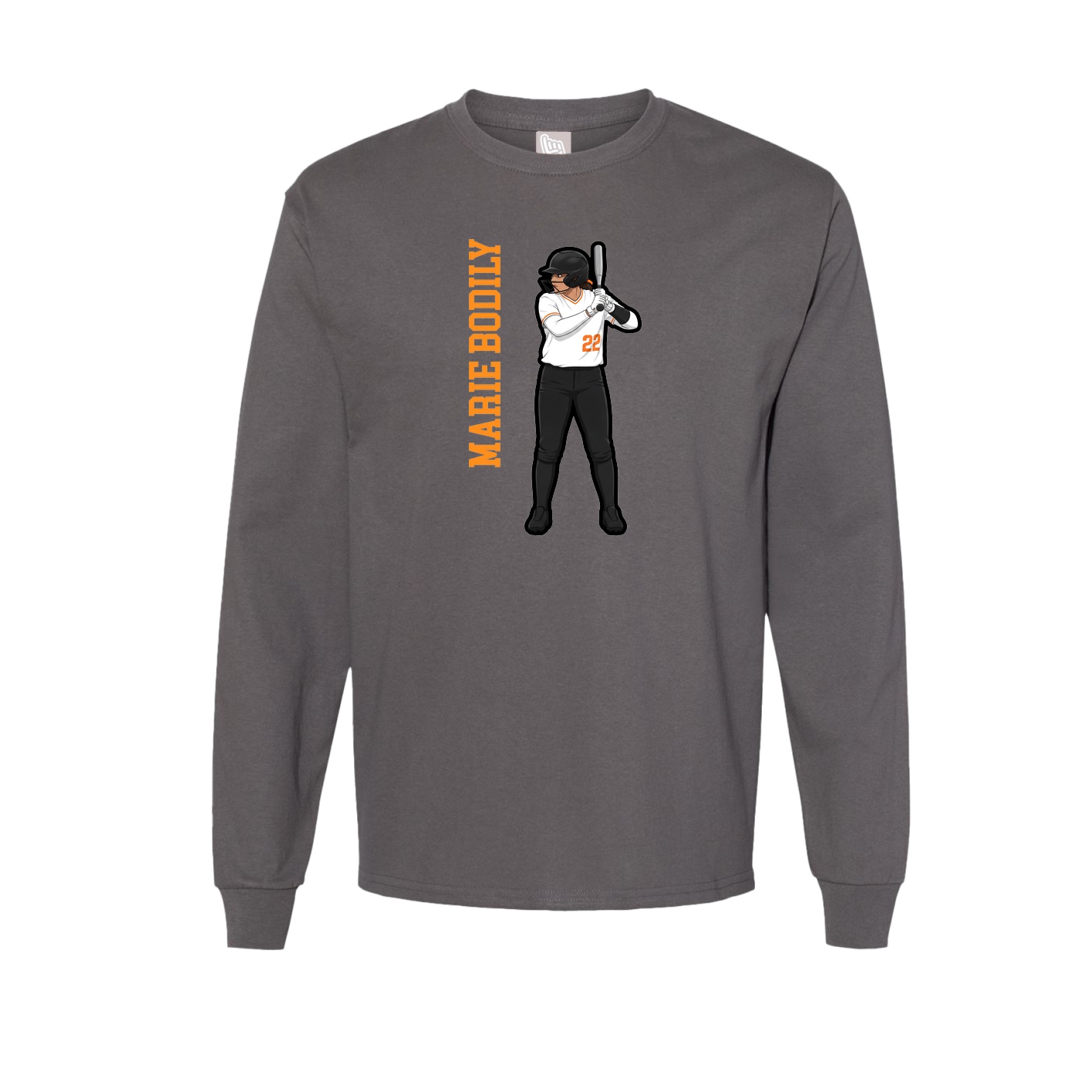 Long Sleeve Tee — Name Vertical in Grey