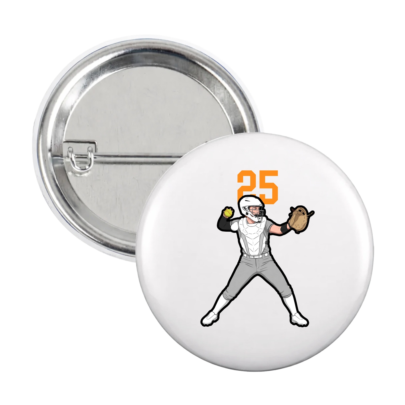 Game Day Button — Number Top in White