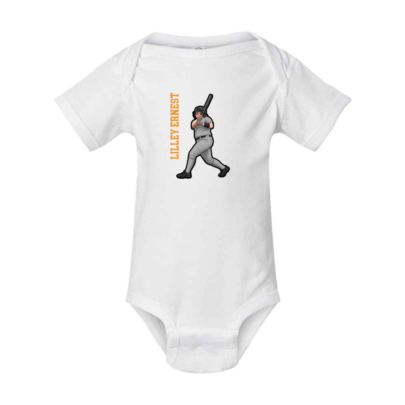 Baby Onesie — Name Vertical in White