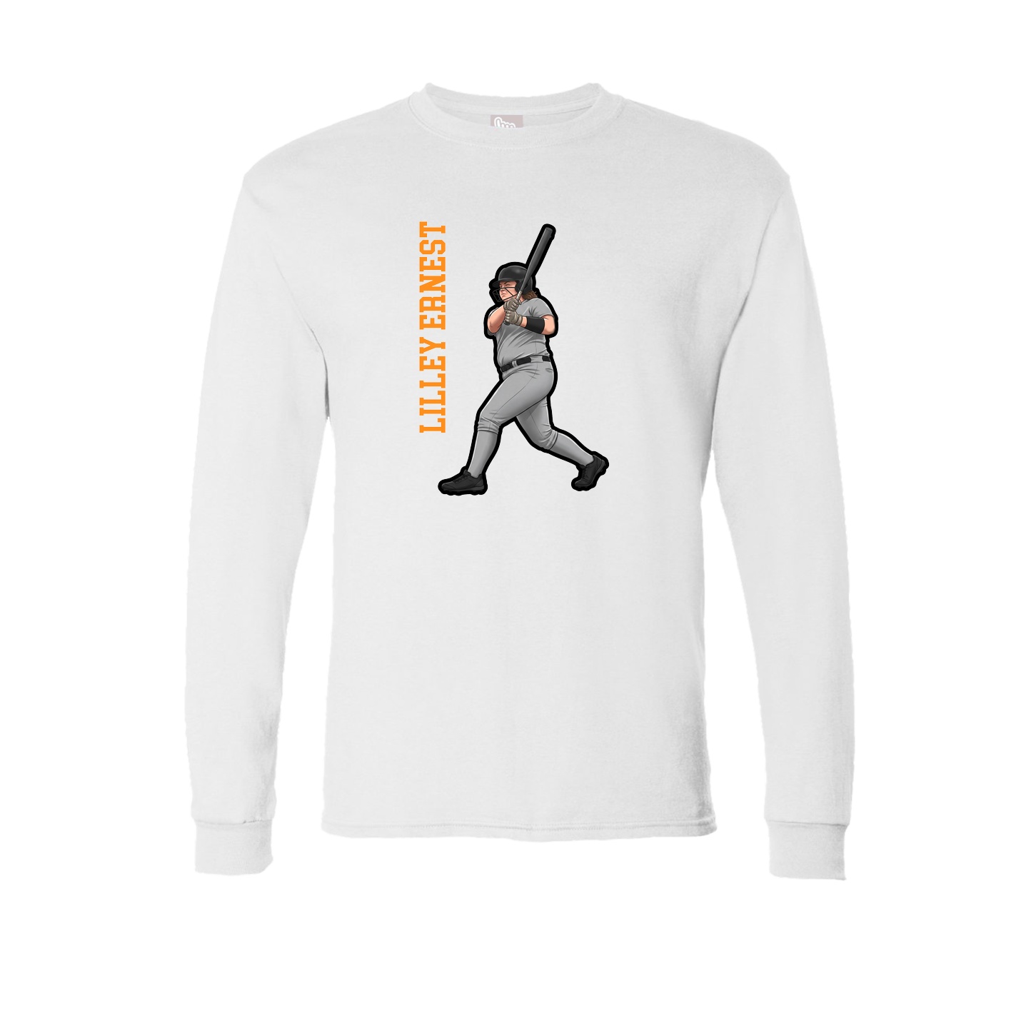 Long Sleeve Tee — Name Vertical in White