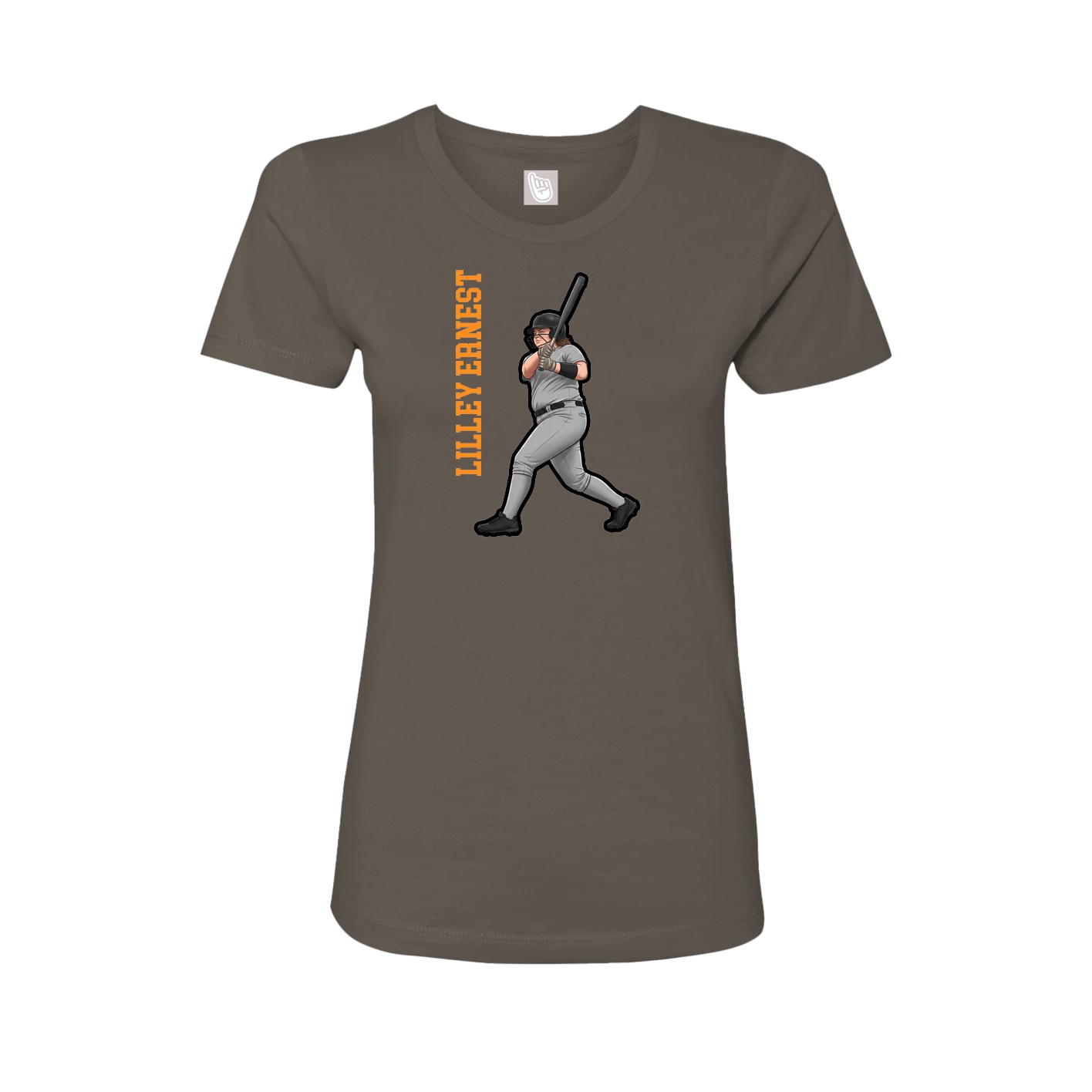 Fitted Women's Tee — Name Vertical in Grey
