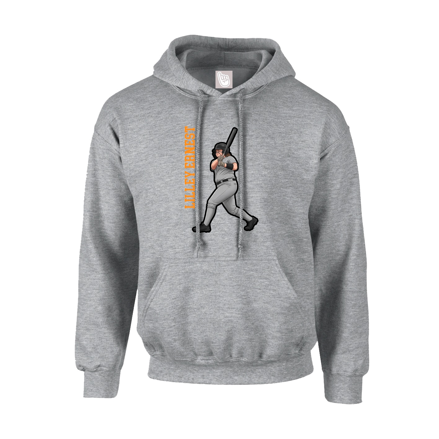 Youth Hoodie — Name Vertical in Grey