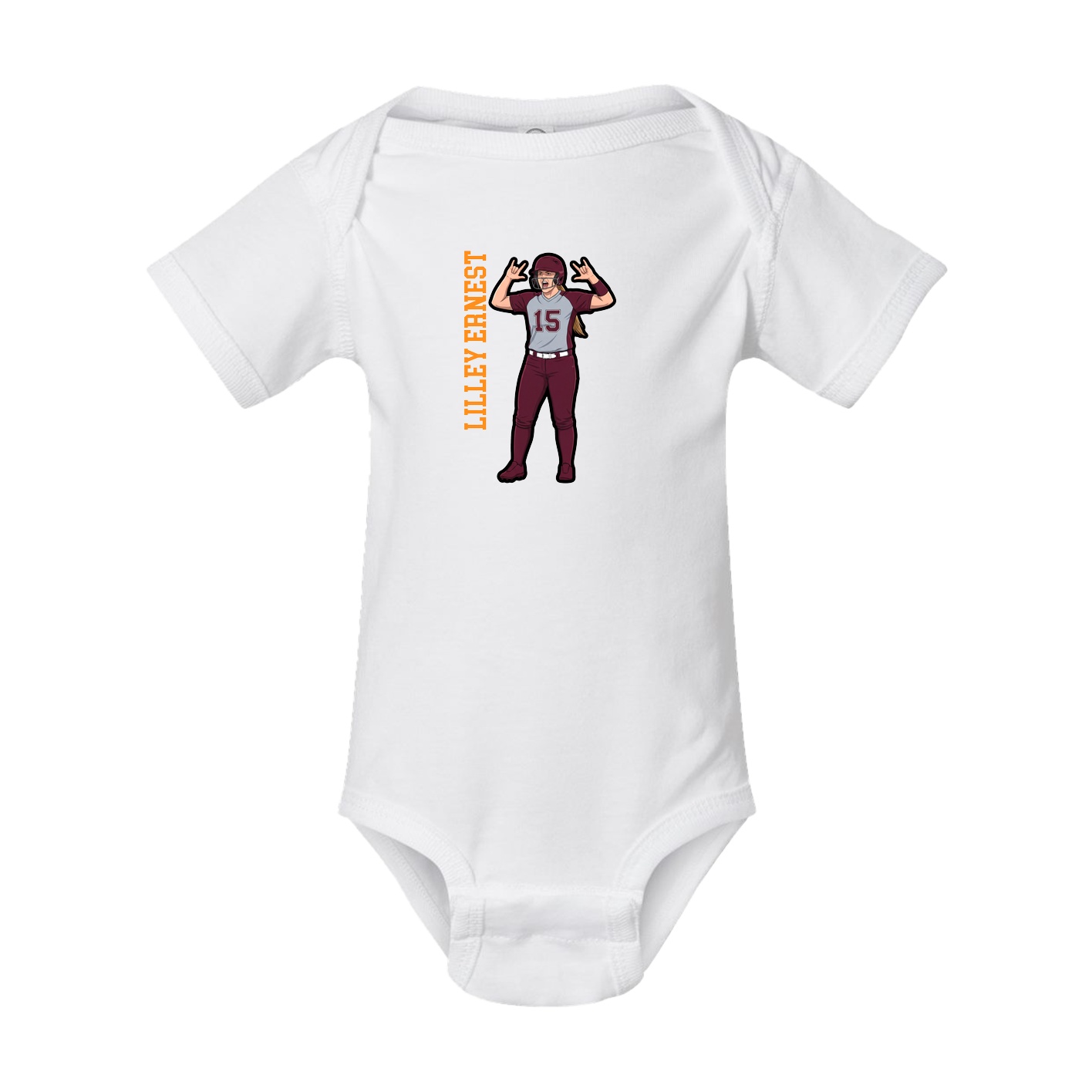Baby Onesie — Name Vertical in White