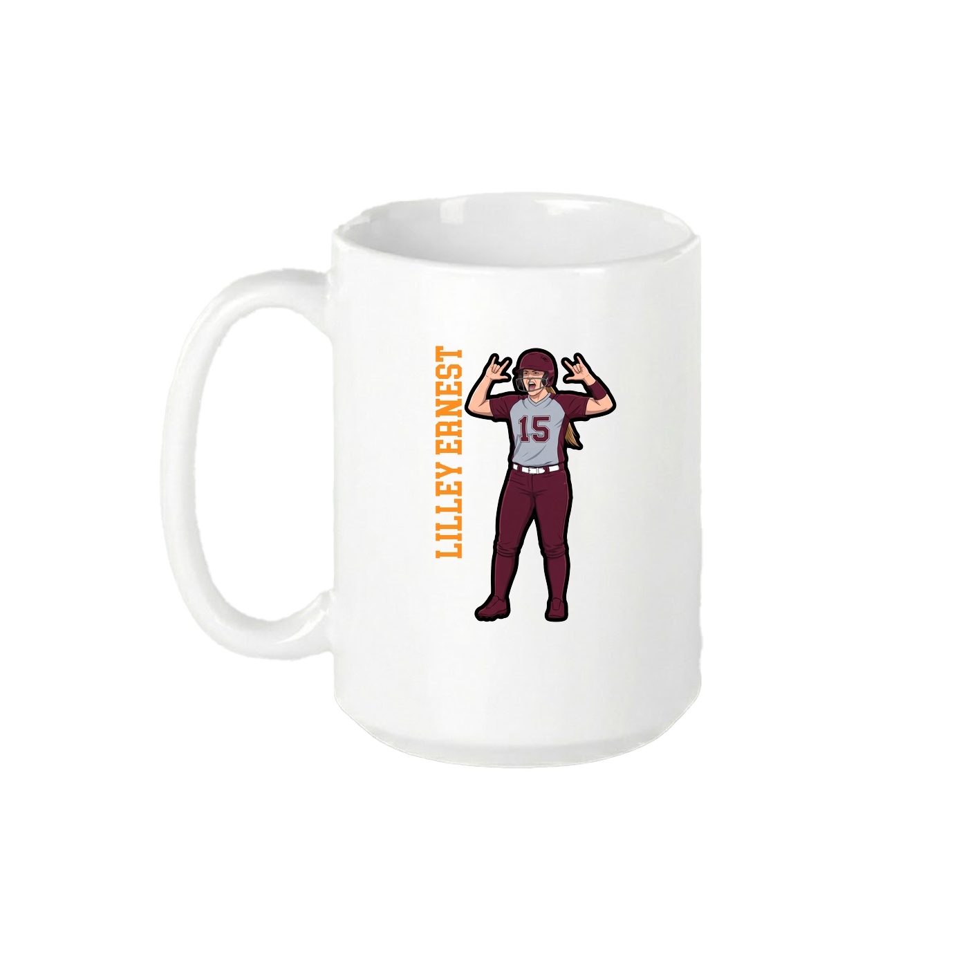 15oz Coffee Mug — Name Vertical in White