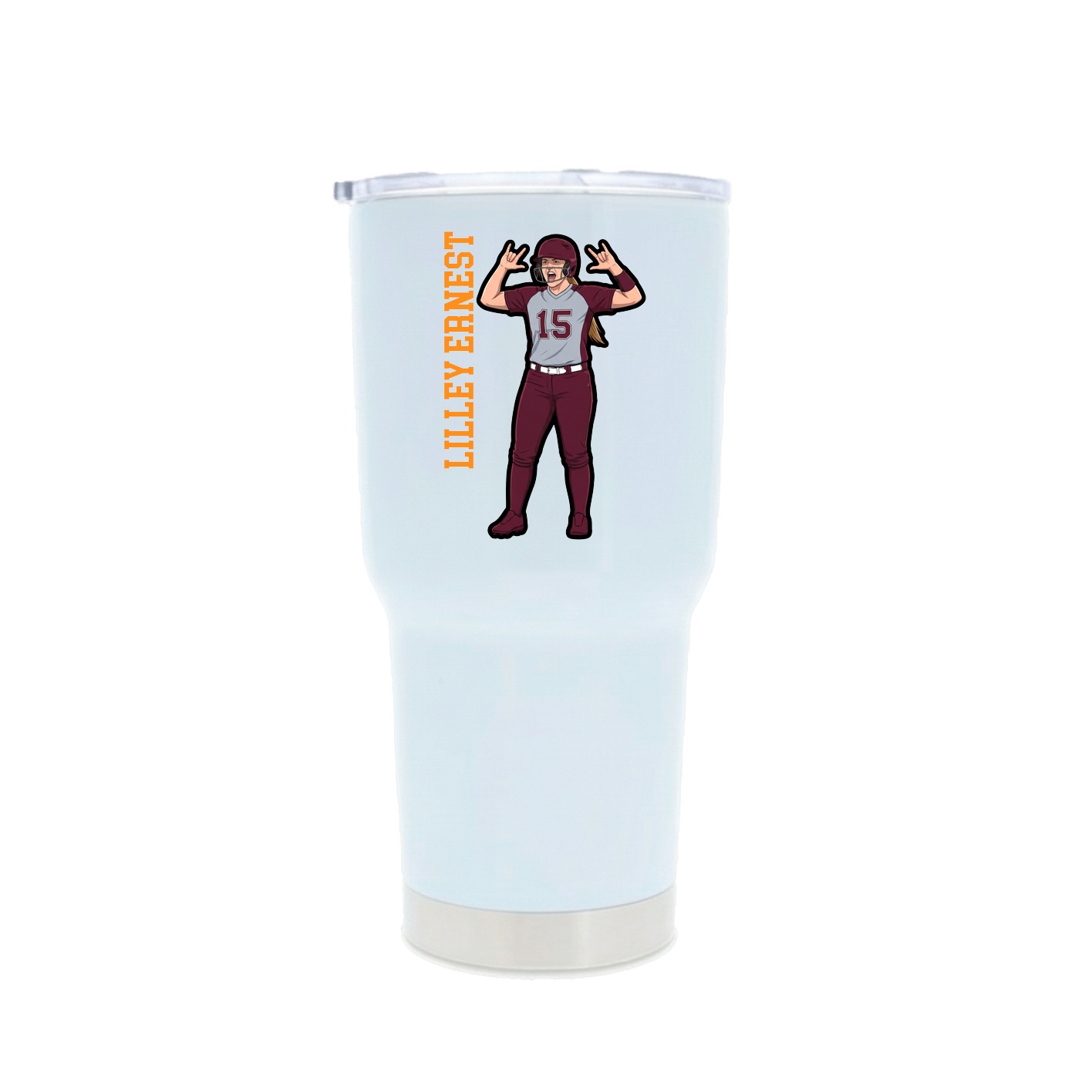 30oz Stainless Steel Tumbler — Name Vertical in White