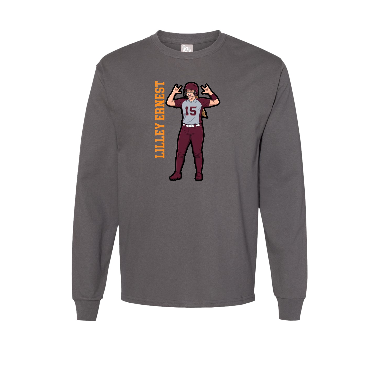 Long Sleeve Tee — Name Vertical in Grey