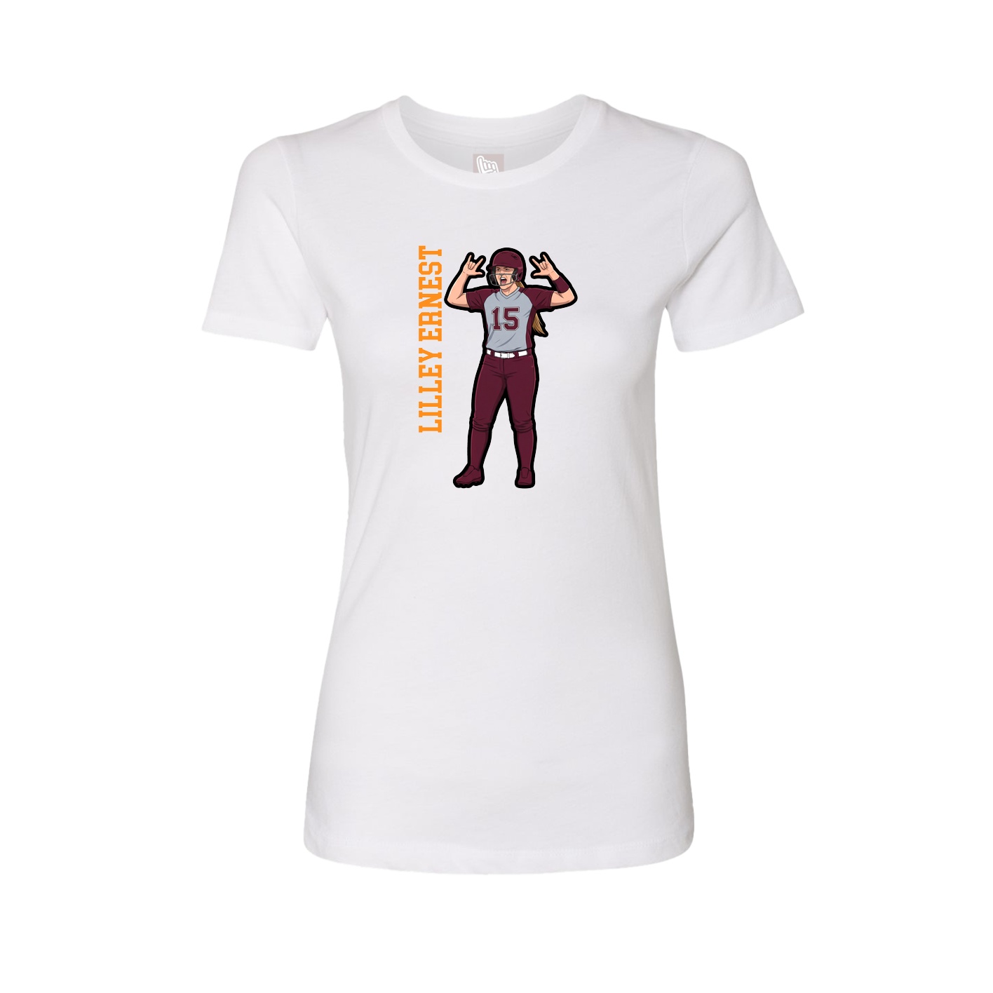 Fitted Women's Tee — Name Vertical in White