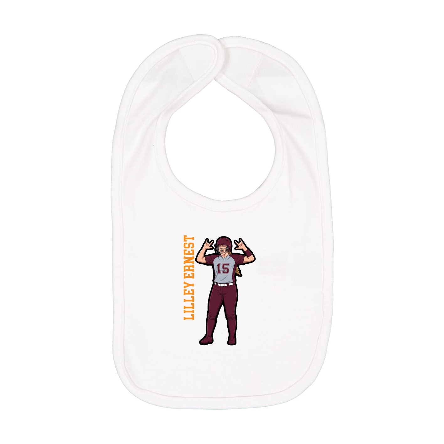 Infant Bib — Name Vertical in White