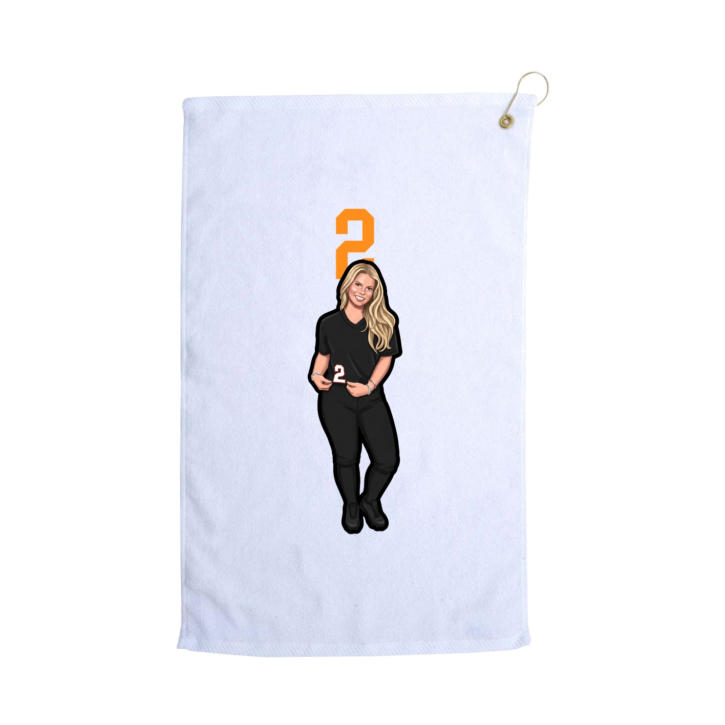 Golf Towel — Number Top in White