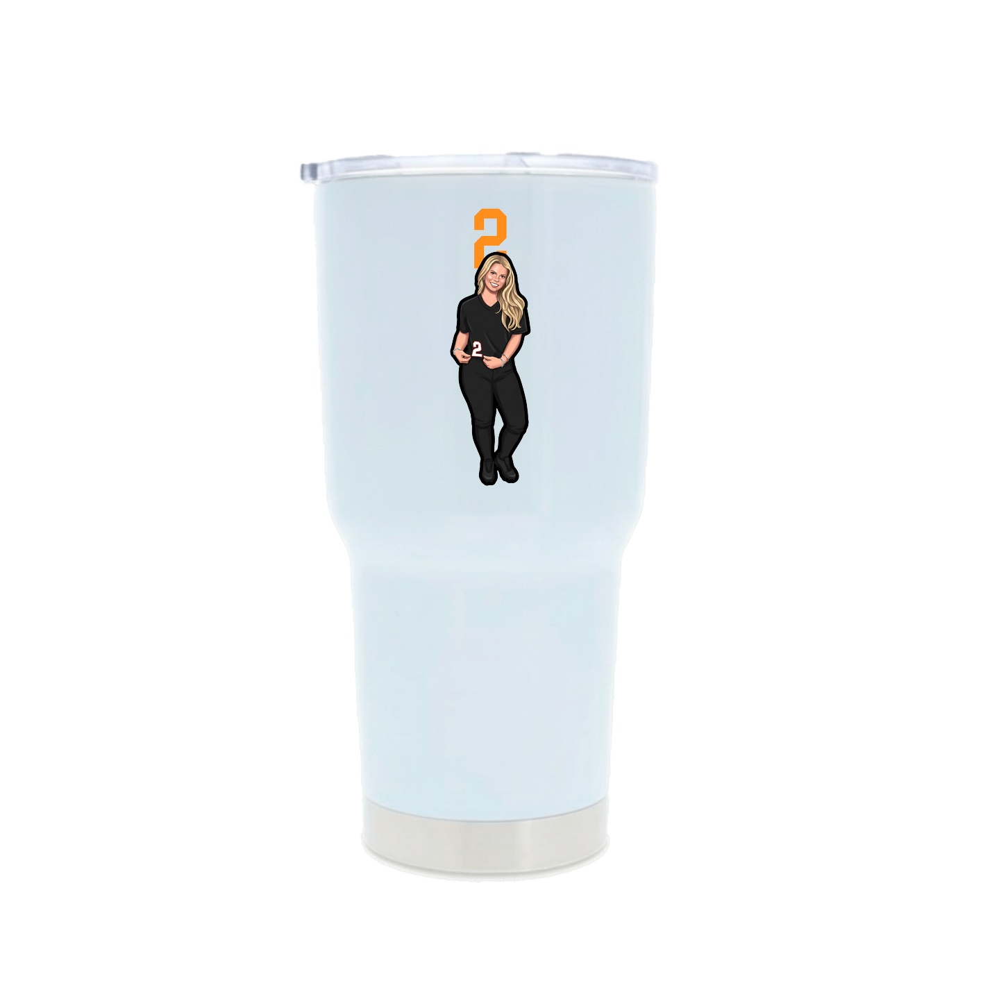30oz Stainless Steel Tumbler — Number Top in White