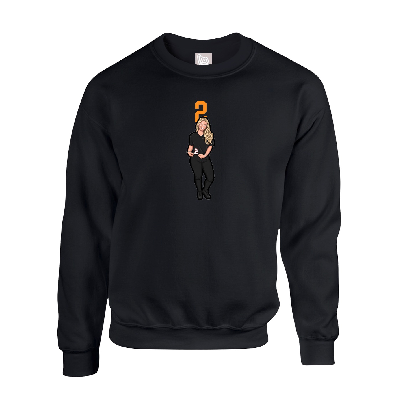 Fleece Crew — Number Top in Black