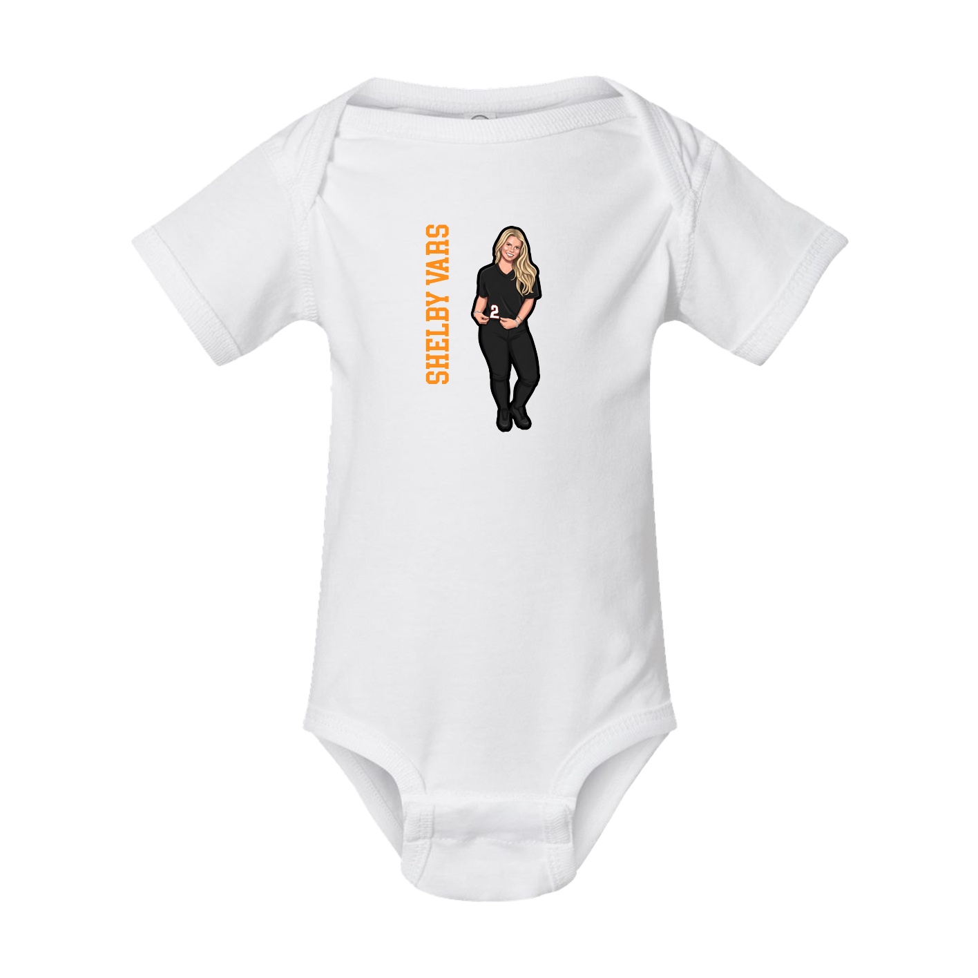 Baby Onesie — Name Vertical in White