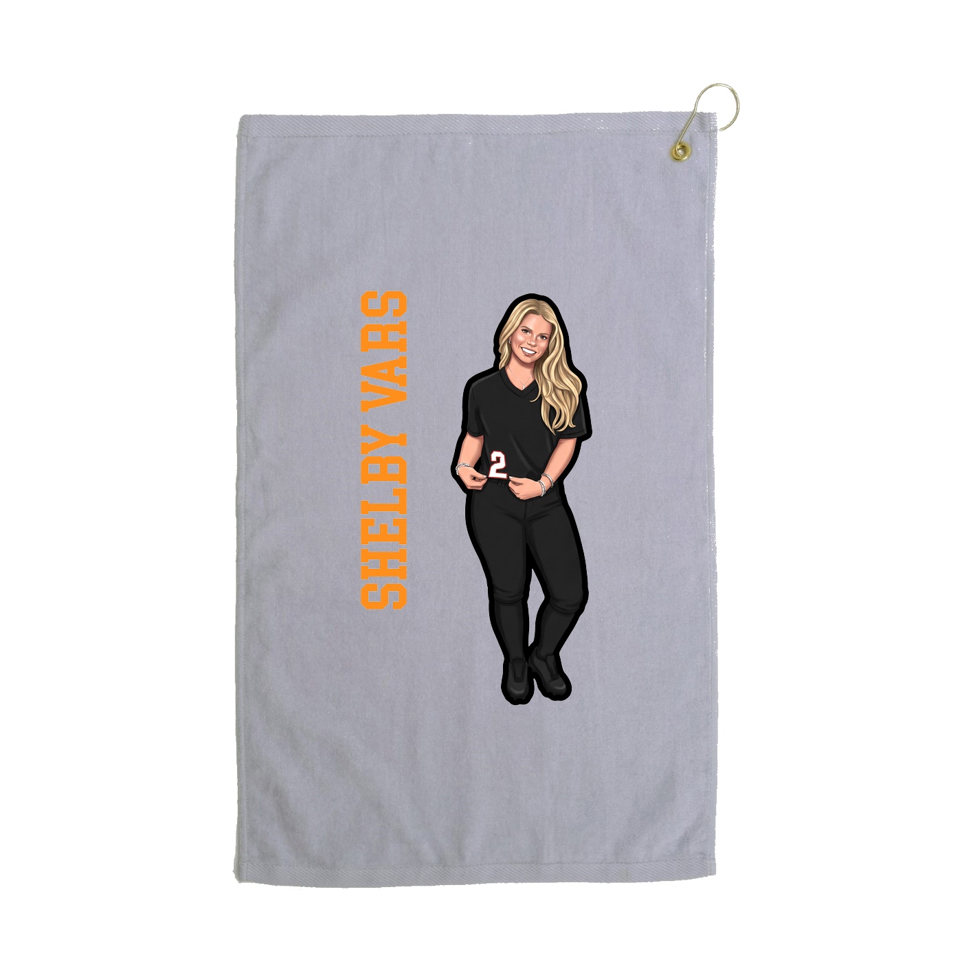 Golf Towel — Name Vertical in Grey