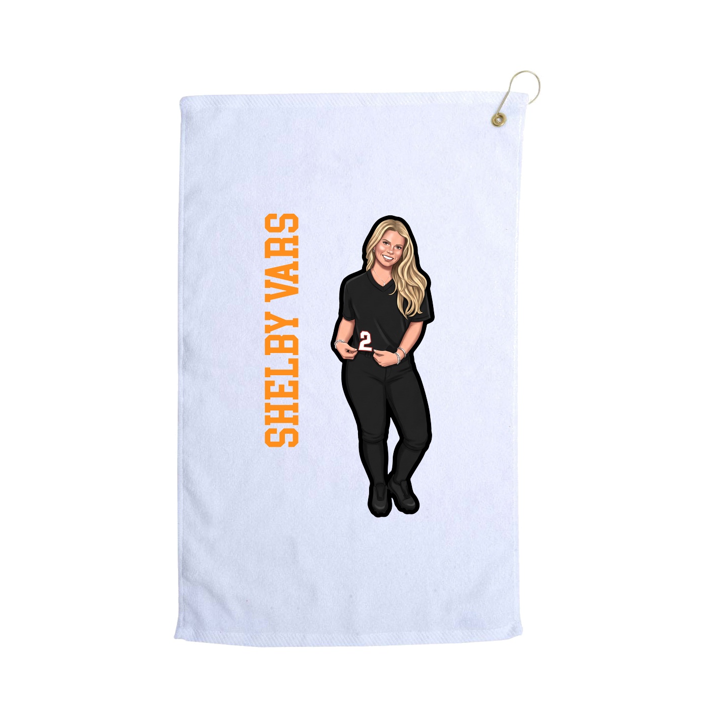 Golf Towel — Name Vertical in White
