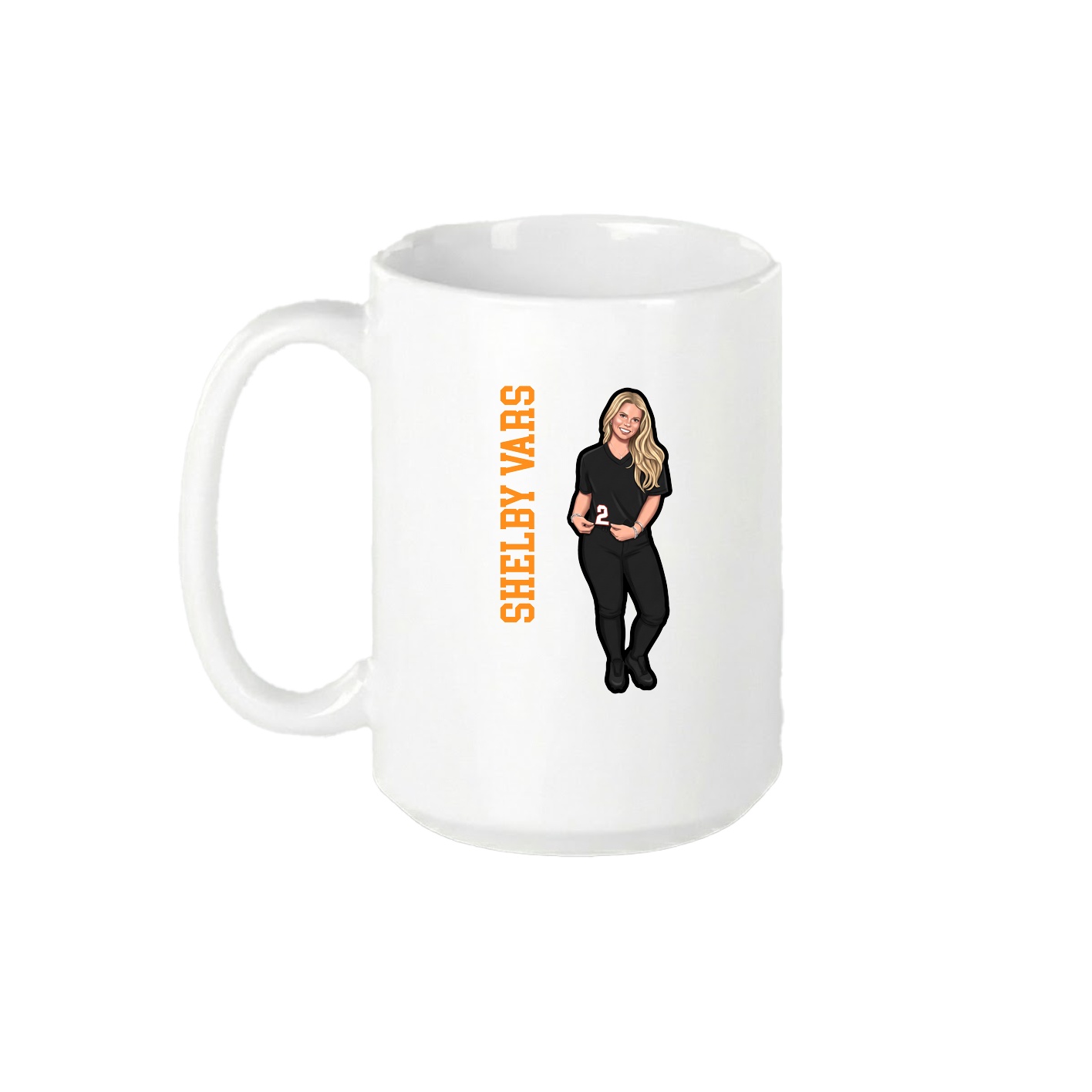 15oz Coffee Mug — Name Vertical in White