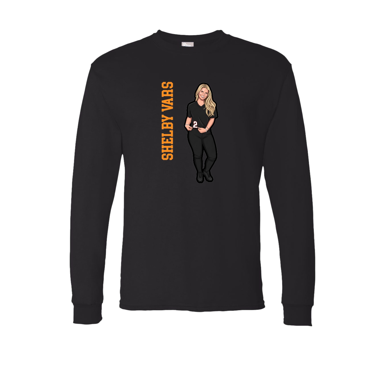 Long Sleeve Tee — Name Vertical in Black