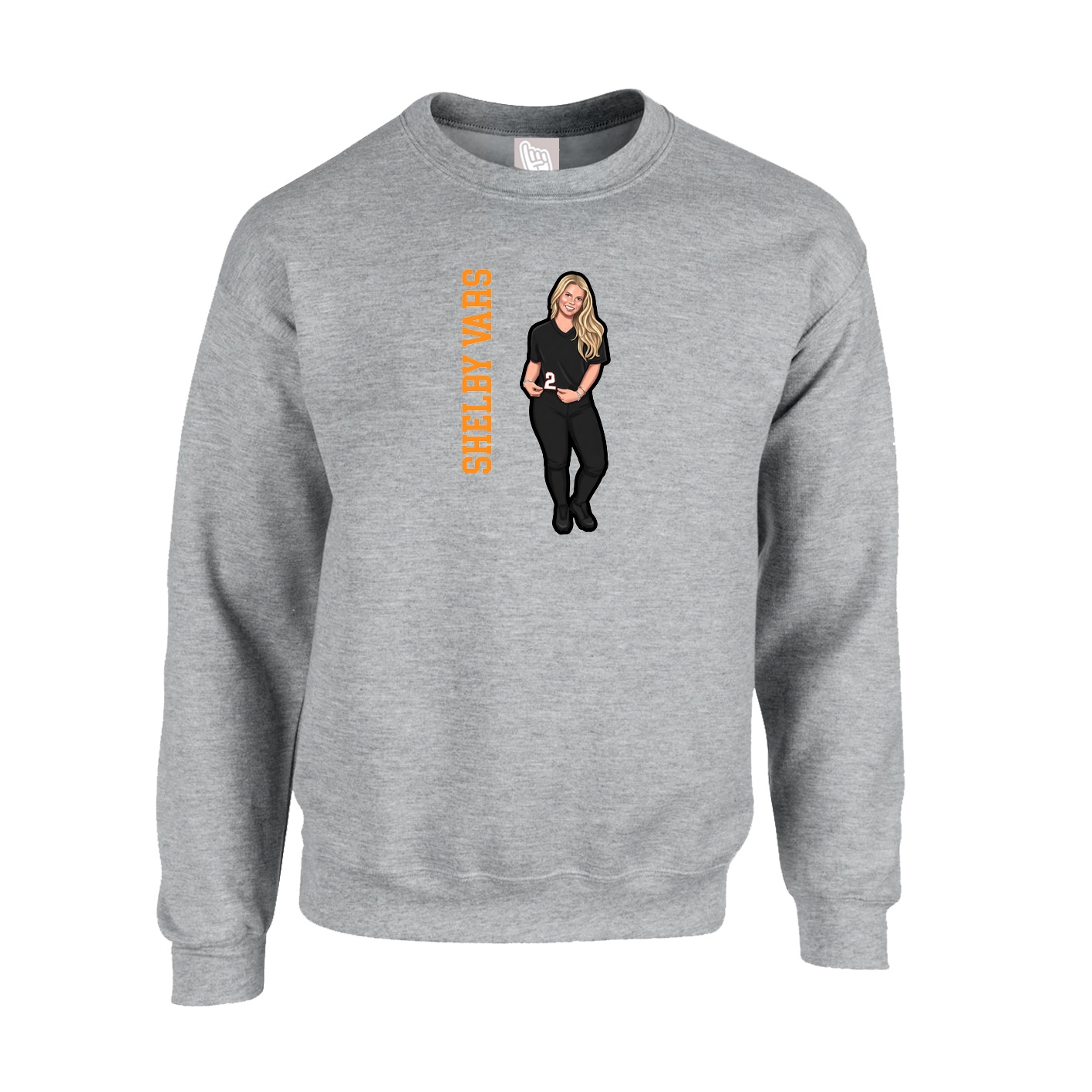 Fleece Crew — Name Vertical in Grey