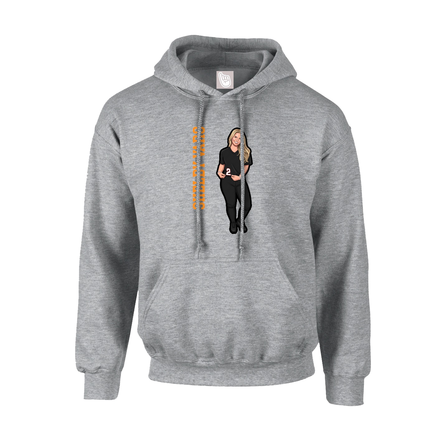 Youth Hoodie — Name Vertical in Grey