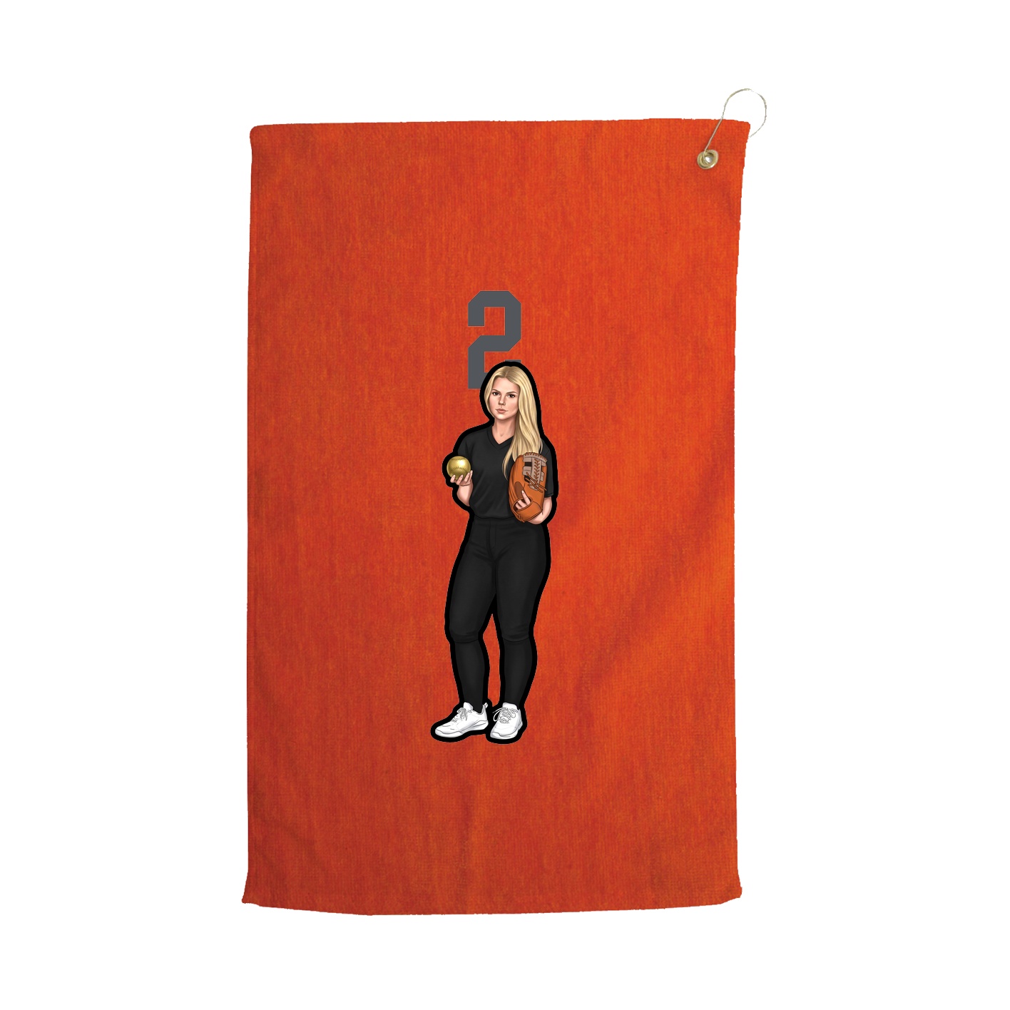 Golf Towel — Number Top in Orange